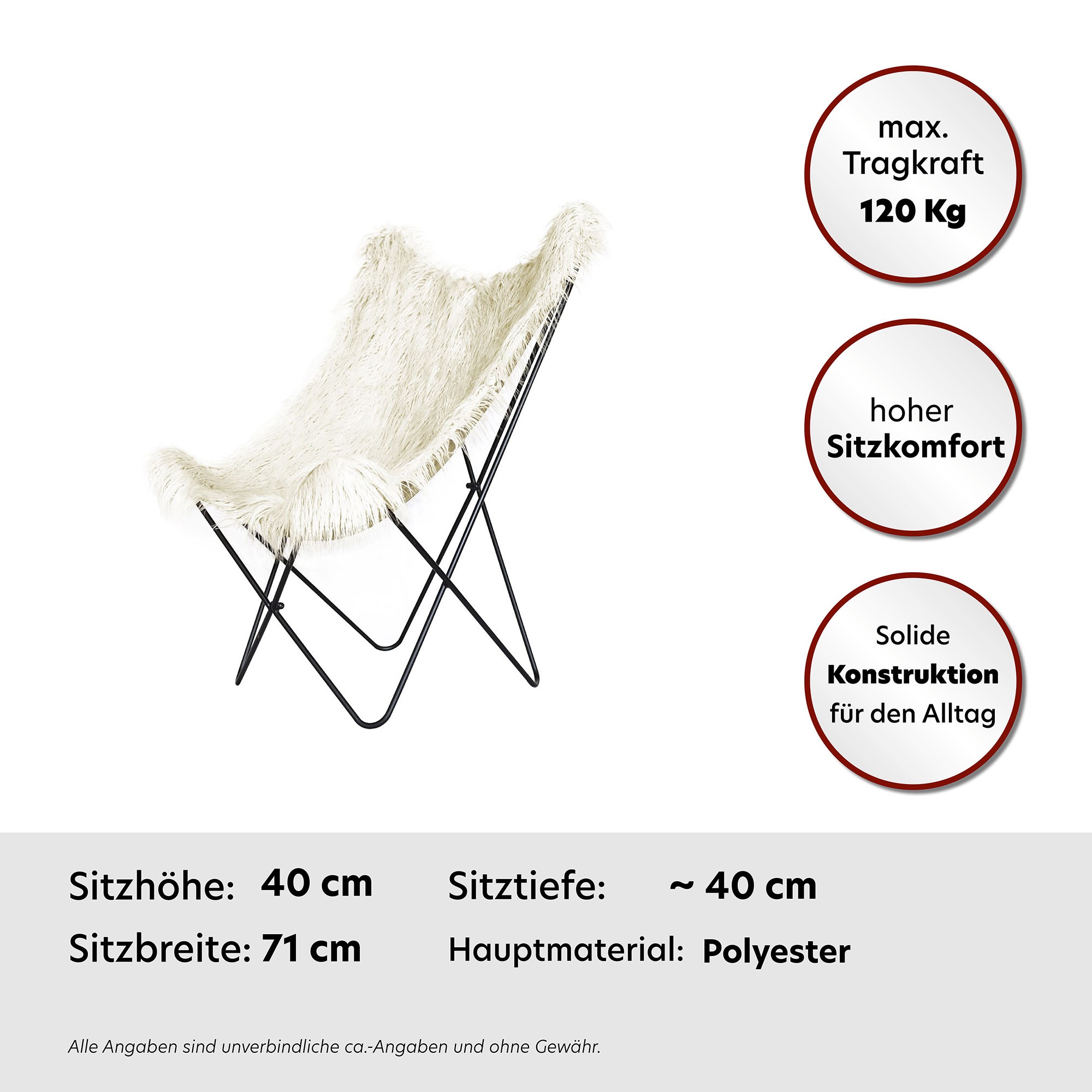 Thumbnail - Kayoom Stuhl "Schmetterling-Stuhl Lynn 110, weicher Bezug aus Kunstfell" () 1 Stk.weicher Bezug aus Kunstfell, teilweise...