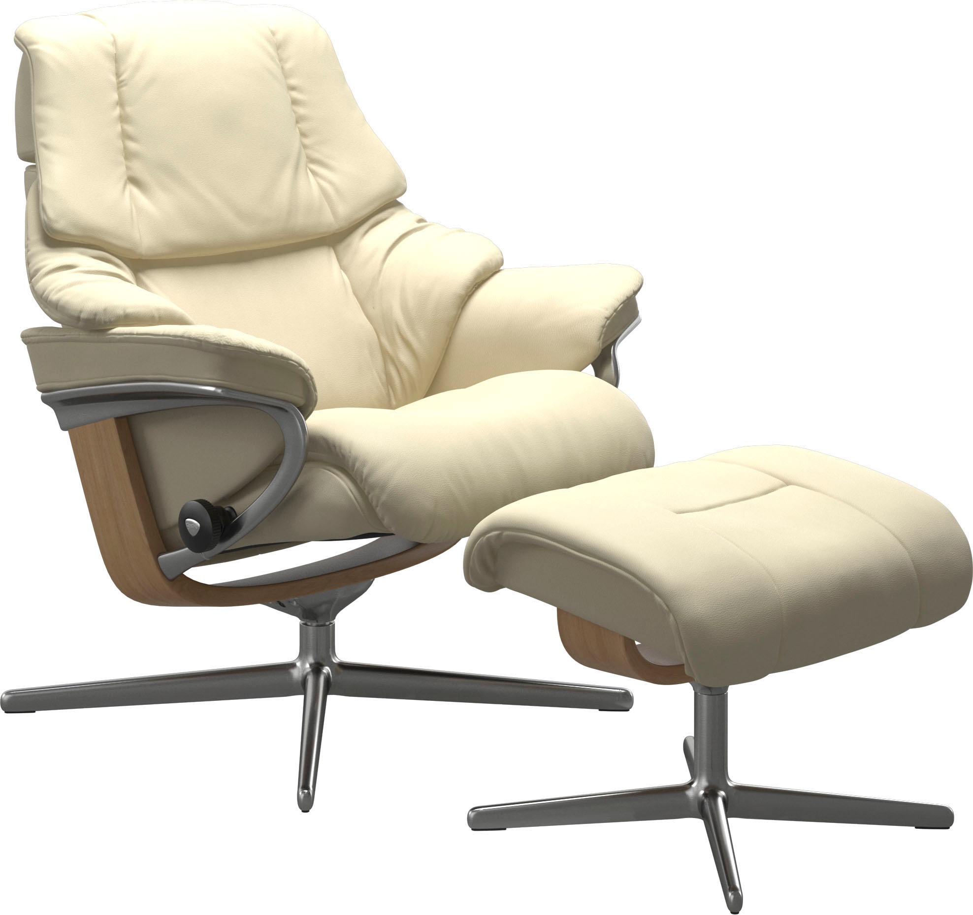 Stressless® Relaxsessel »Reno«, (Set, Relaxsessel mit Hocker), mit Hocker, mit Cross Base, Größe S, M & L, Holzakzent Eiche