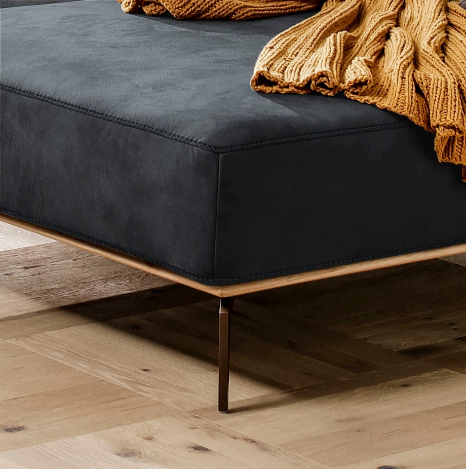 W.SCHILLIG Ecksofa »run, Designsofa mit tollem Sitzkomfort, L-Form«, mit Holzsockel, Füße in Bronze pulverbeschichtet, Breite 299 cm