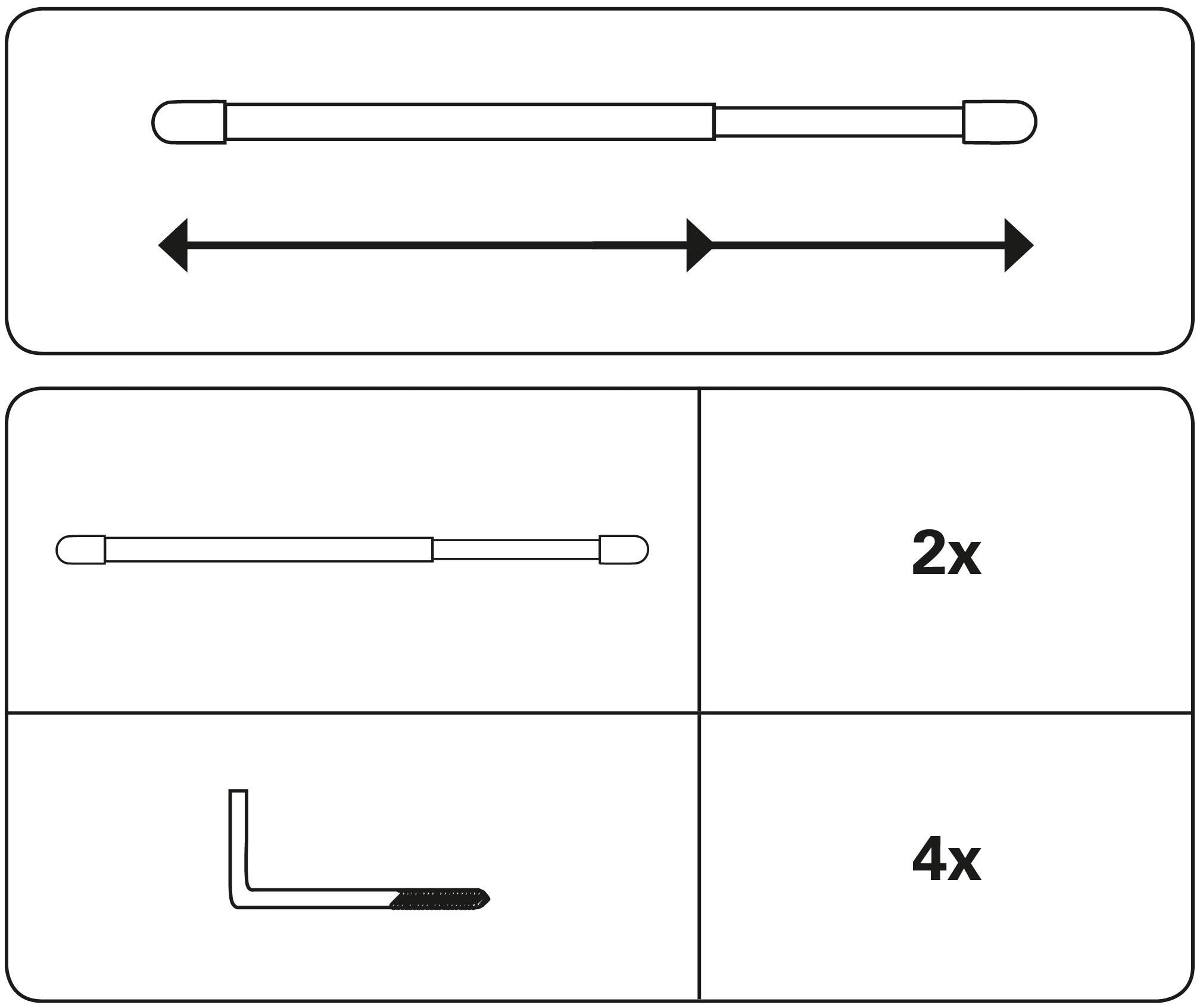 GARDINIA Scheibenstange »Vitragestange«, 1 läufig-läufig, ausziehbar, Serie Vitragestange flachoval Ø 11 mm, 2er-Set