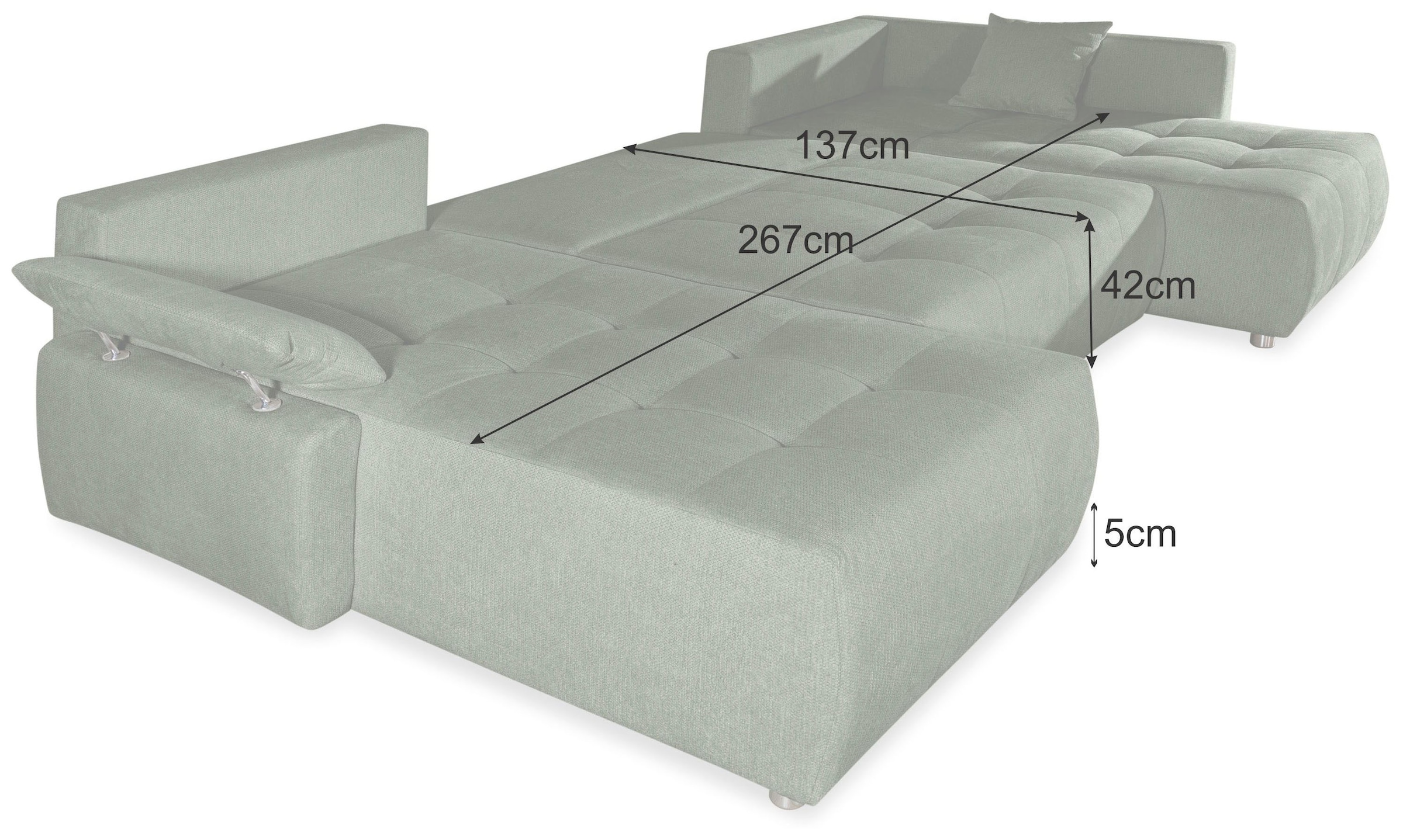 COLLECTION AB Wohnlandschaft »Funtastic U-Form, B:288 cm, Schlaffunktion, Bettkasten, auch in Cord« Schlaffunktion, Bonnelfederkern, Rückenkissen, Armteilverstellung