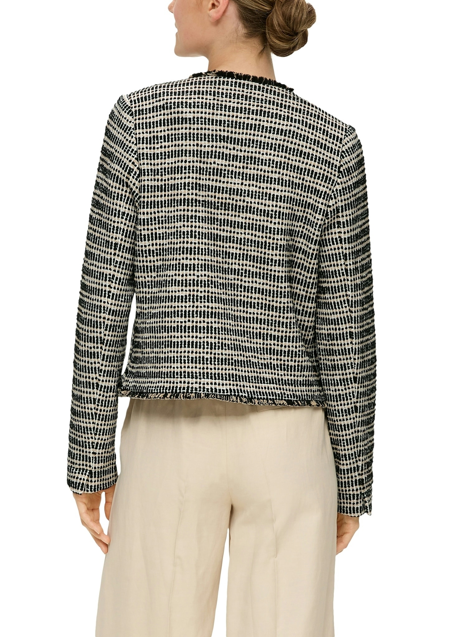 s.Oliver BLACK LABEL Bolerojacke ohne Kapuze ohne Verschluss und aus Bouclé