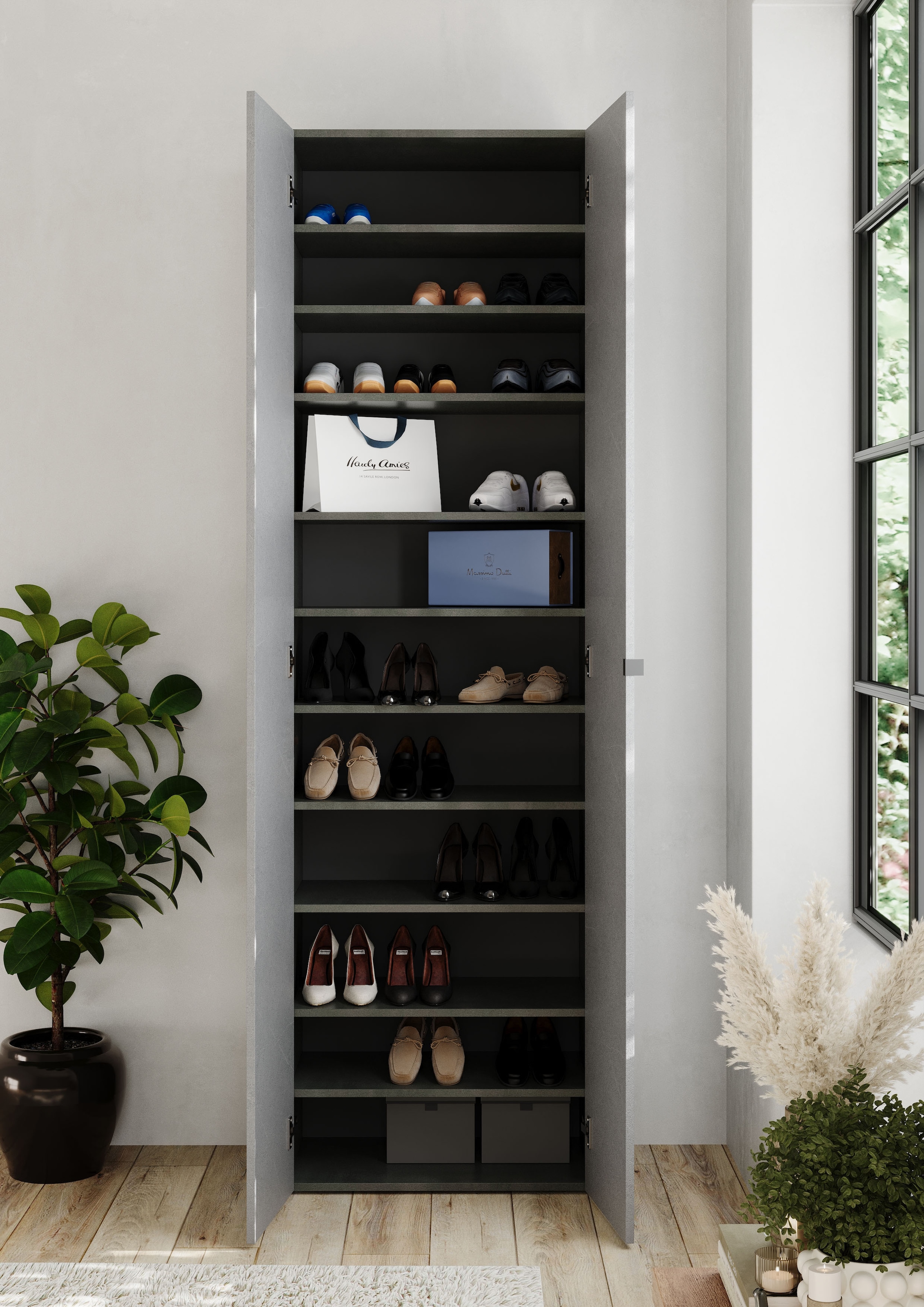 INOSIGN Schuhschrank »Pratiko Breite 63 cm, Höhe 212 cm, Schuhregal mit 11 Ebenen,«, Schuhkommode, 2 Türen, Platz für bis zu 27 Paar Schuhe