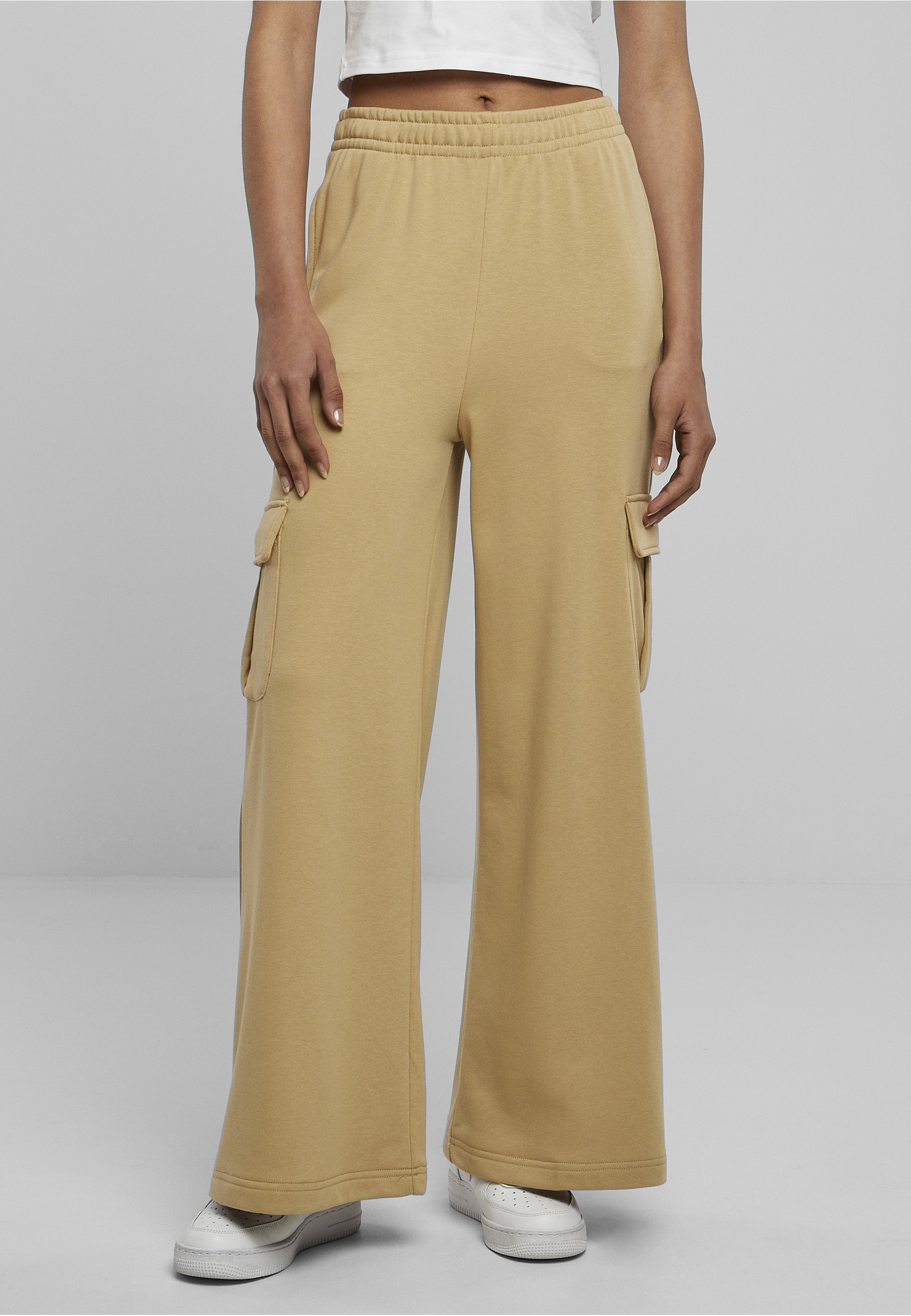 URBAN CLASSICS Cargohose »Urban Classics Damen Ladies Highwaist Wide Leg Cargo Terry Pants«