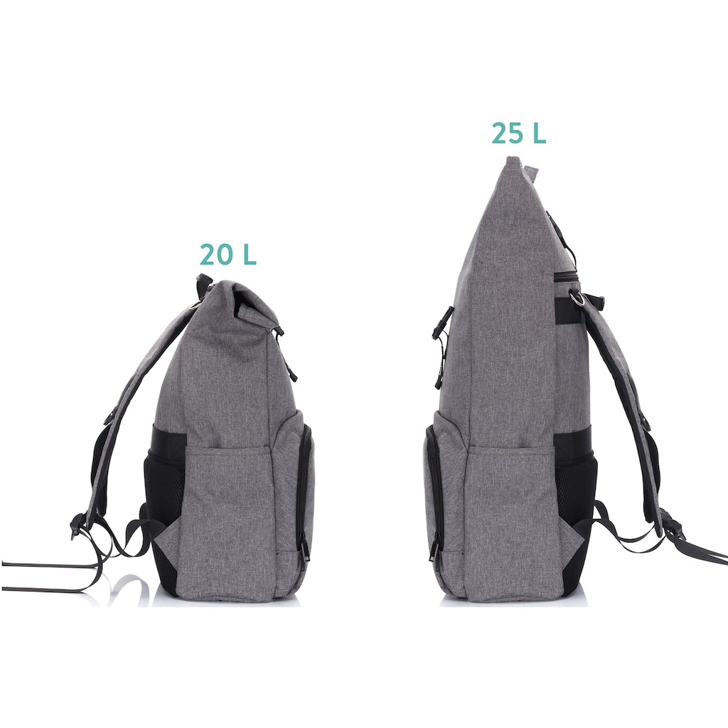 Fillikid Wickelrucksack »Tokio, grau melange«, mit Wickelauflage und Volumenerweiterung