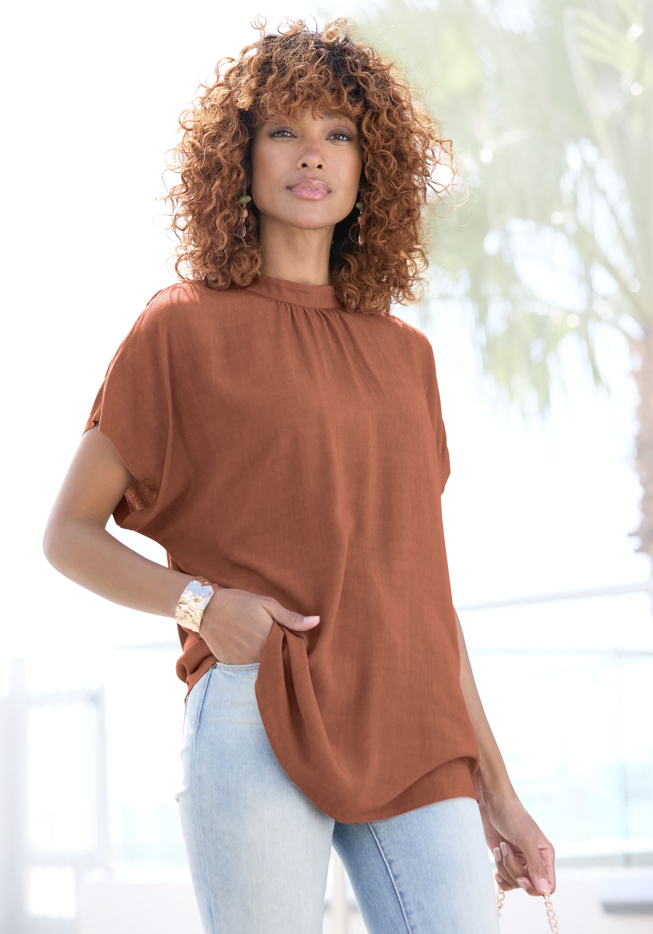 LASCANA Kurzarmbluse, in lockerer Passform, Damenbluse, sportlich elegant günstig online kaufen
