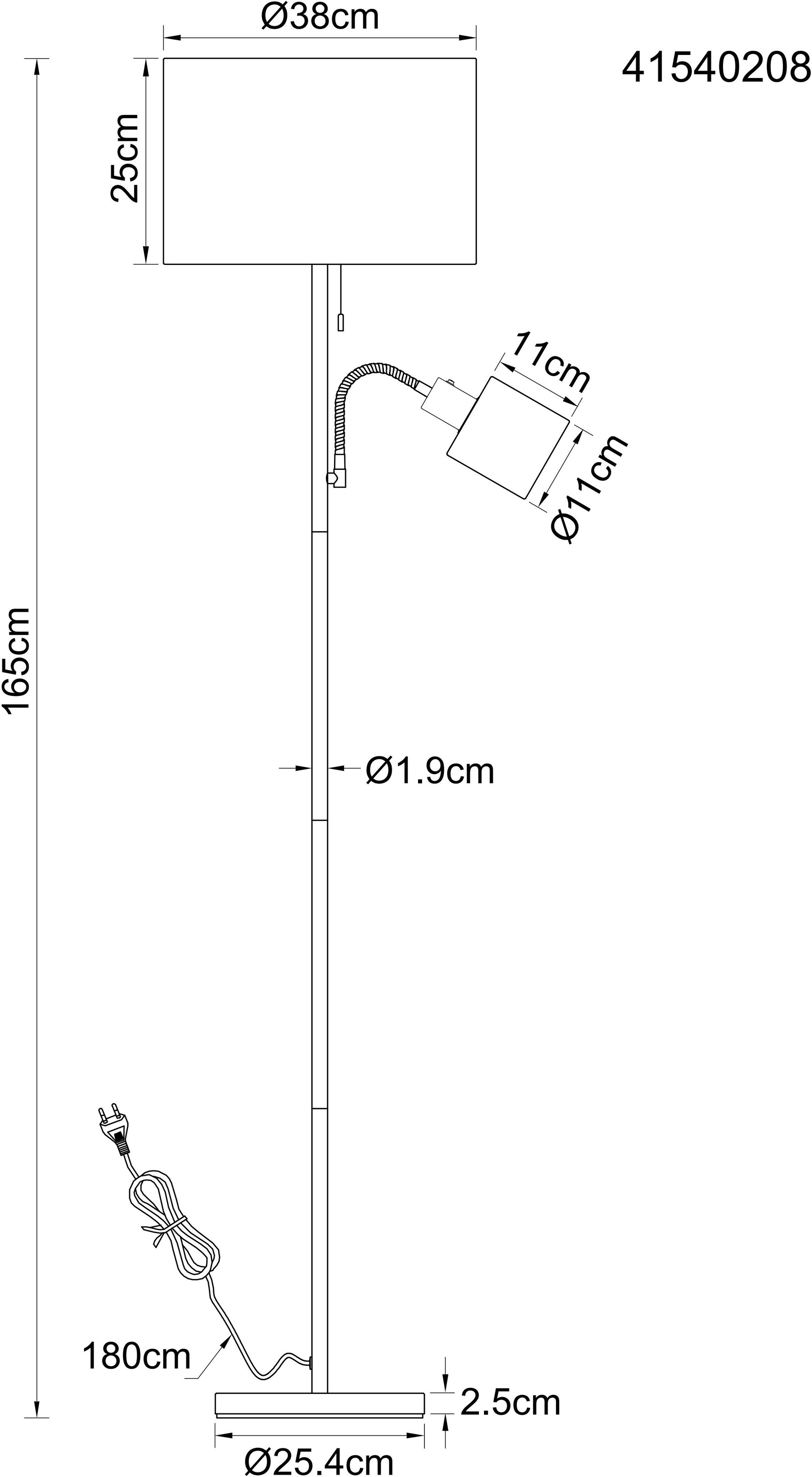NOWA Stehlampe »THEA« E27 1 Stk. Fluter & Leselicht getrennt schaltbar, Flexarm