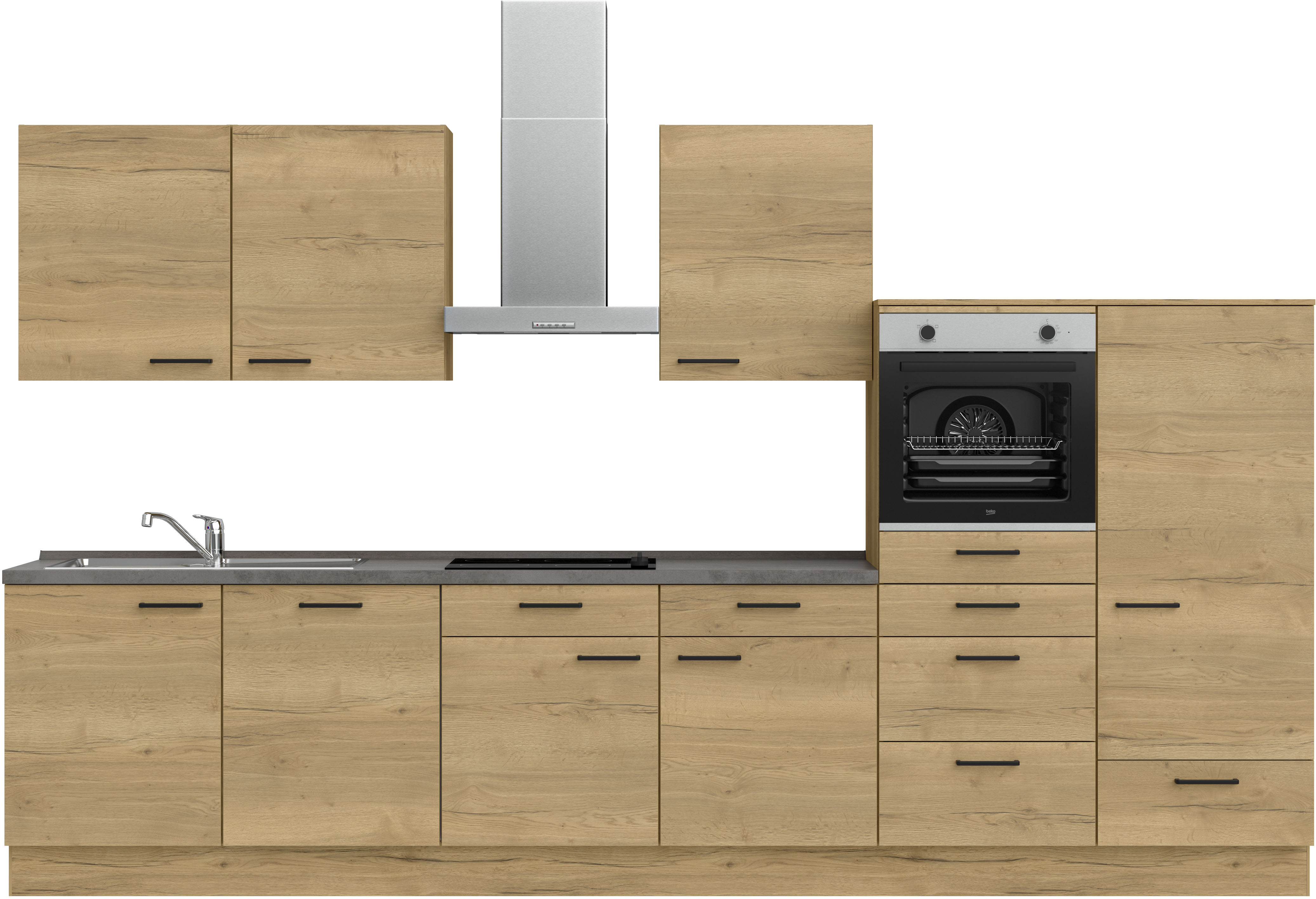nobilia Küchenzeile ""Structura I", NEU: individuell anpassbar mit gratis Profi-Beratung" vormontiert, Breite 360 cm, Ausrichtung wählbar, wahlw. mit E-Geräten