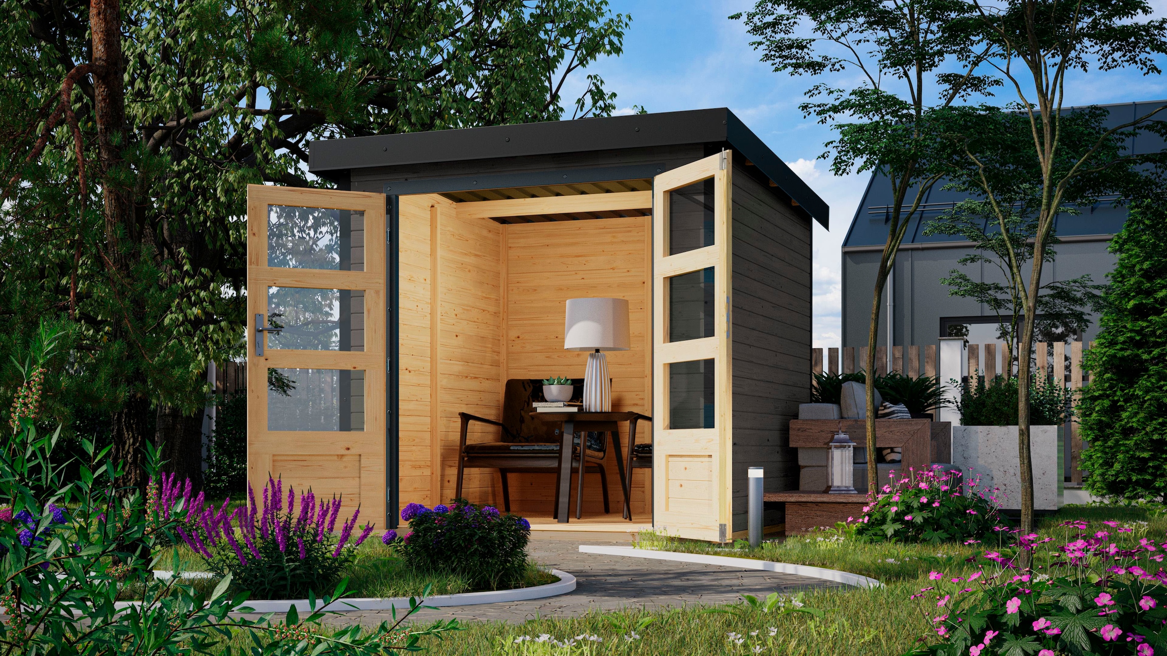 Karibu Gartenhaus »"Jupiter B"«, terragrau/anthrazit