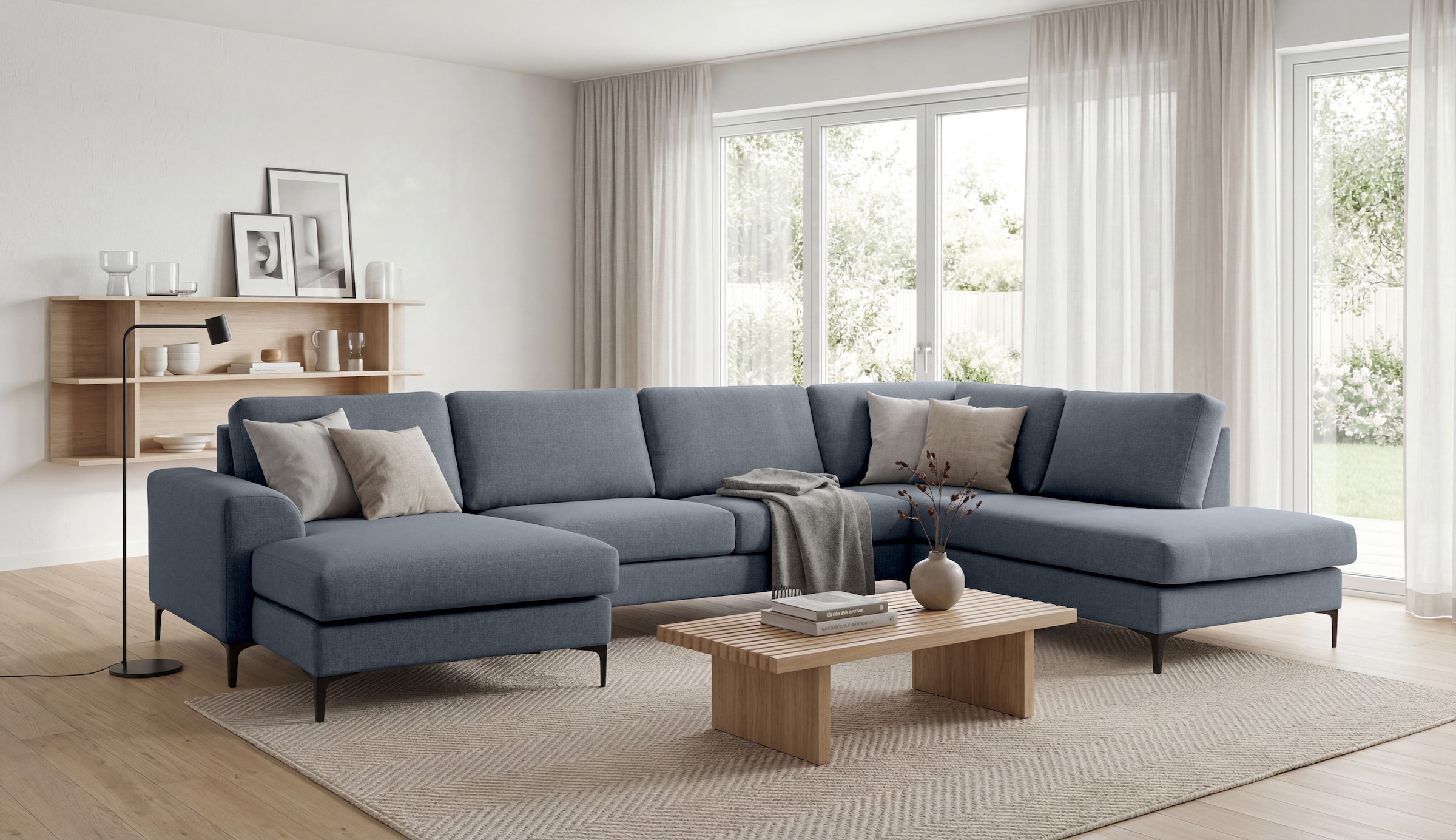 OTTO home Wohnlandschaft »Henry, U-Form, Breite 363 cm« mit Metallbeinen, Wellenunterfederung, wasserabweisender Stoff