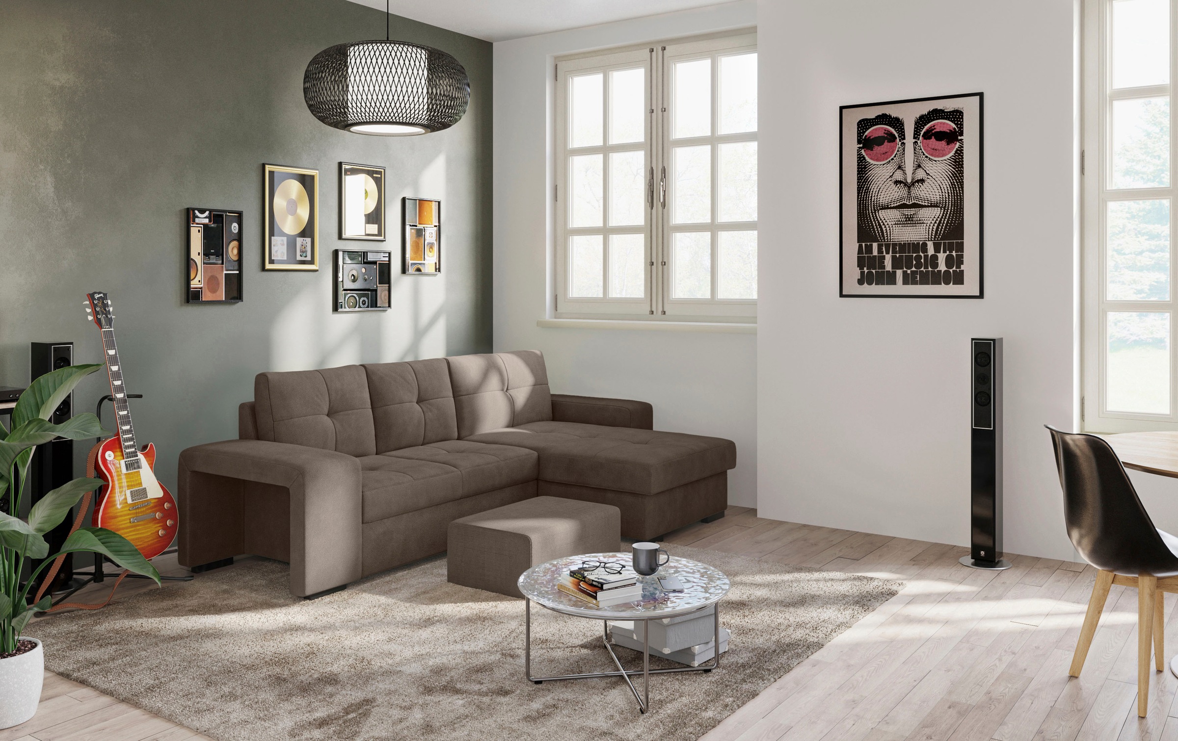 COTTA Ecksofa »Mattina L-Form«, inkl. Hocker, wahlweise mit Bettfunktion und Bettkasten