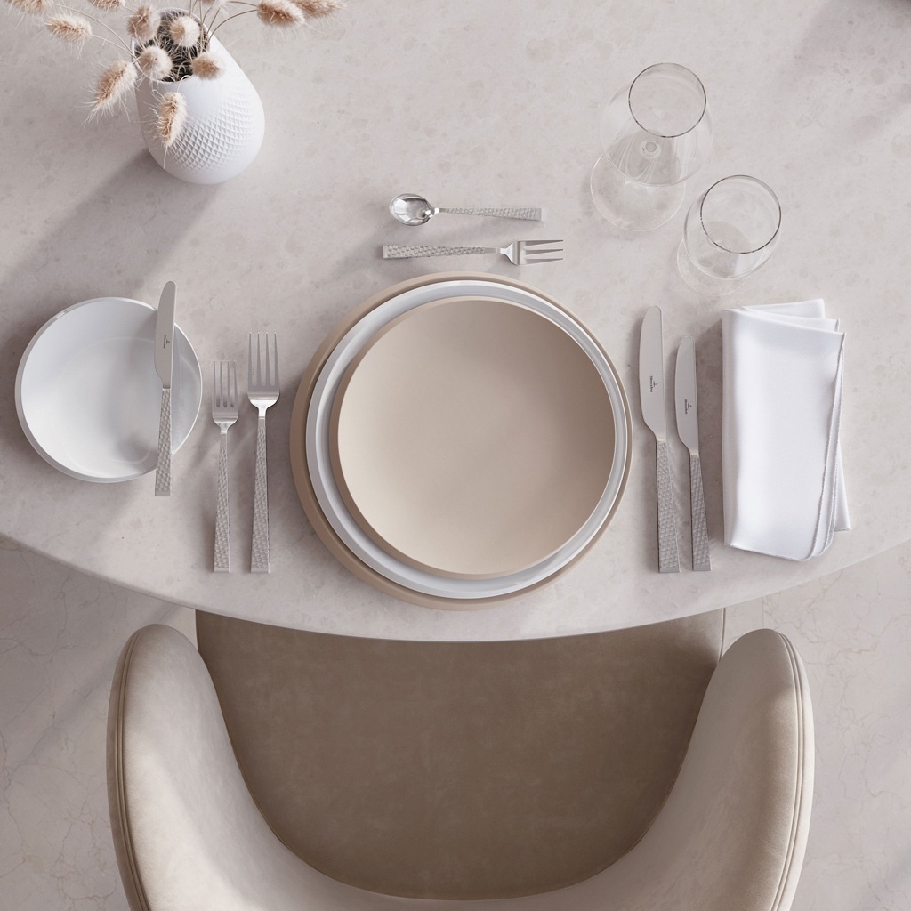 Frühstücksteller VILLEROY & BOCH "Frühstücksteller NewMoon ø 24 cm 6er Set beige", beige, L:24,2cm, Speiseteller 3