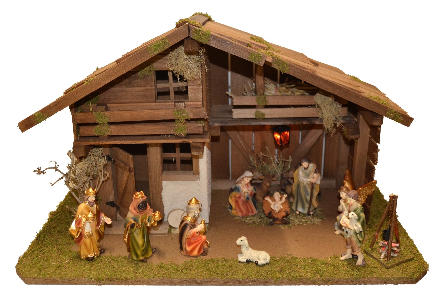 Alfred Kolbe Krippe "Krippenstall ohne Trafo" mit Busch, Laterne, Lagerfeue günstig online kaufen