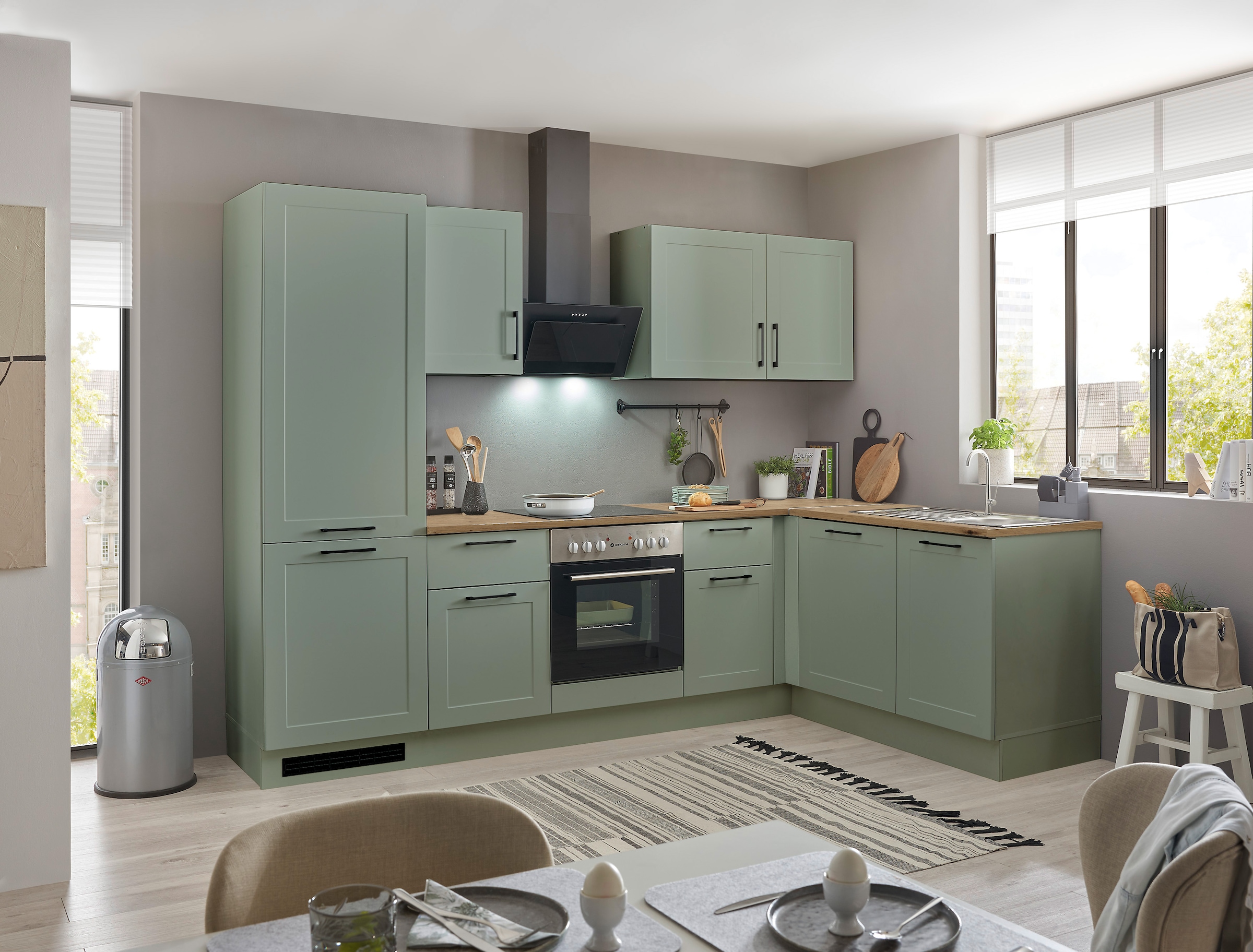 BASIC by Balculina Winkelküche »Marsi«, Stellmaße 280x175 cm, wahlweise mit E-Geräten, mit Soft-Close-Funktion