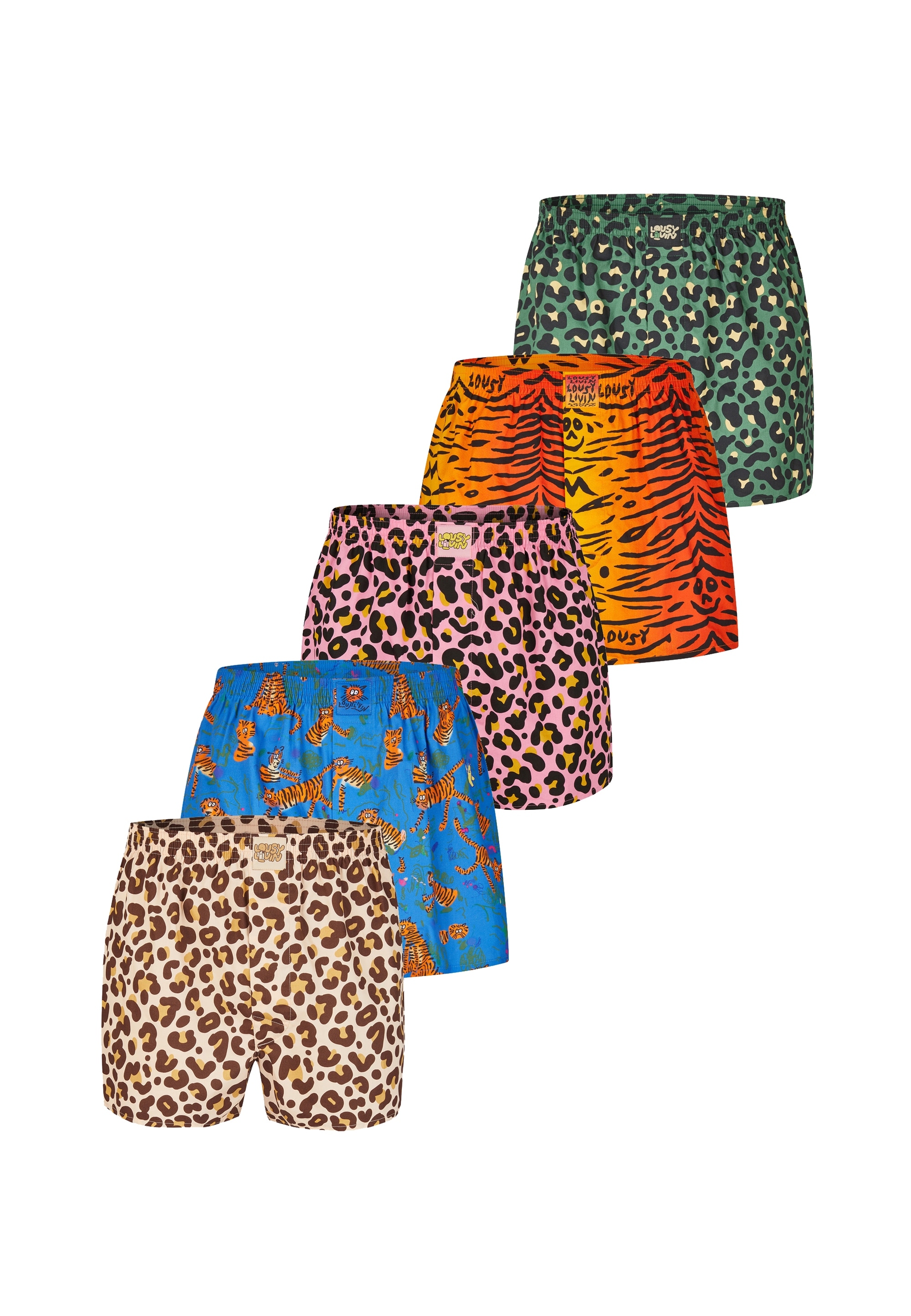 Lousy Livin Boxershorts mit bunten Animal-Prints