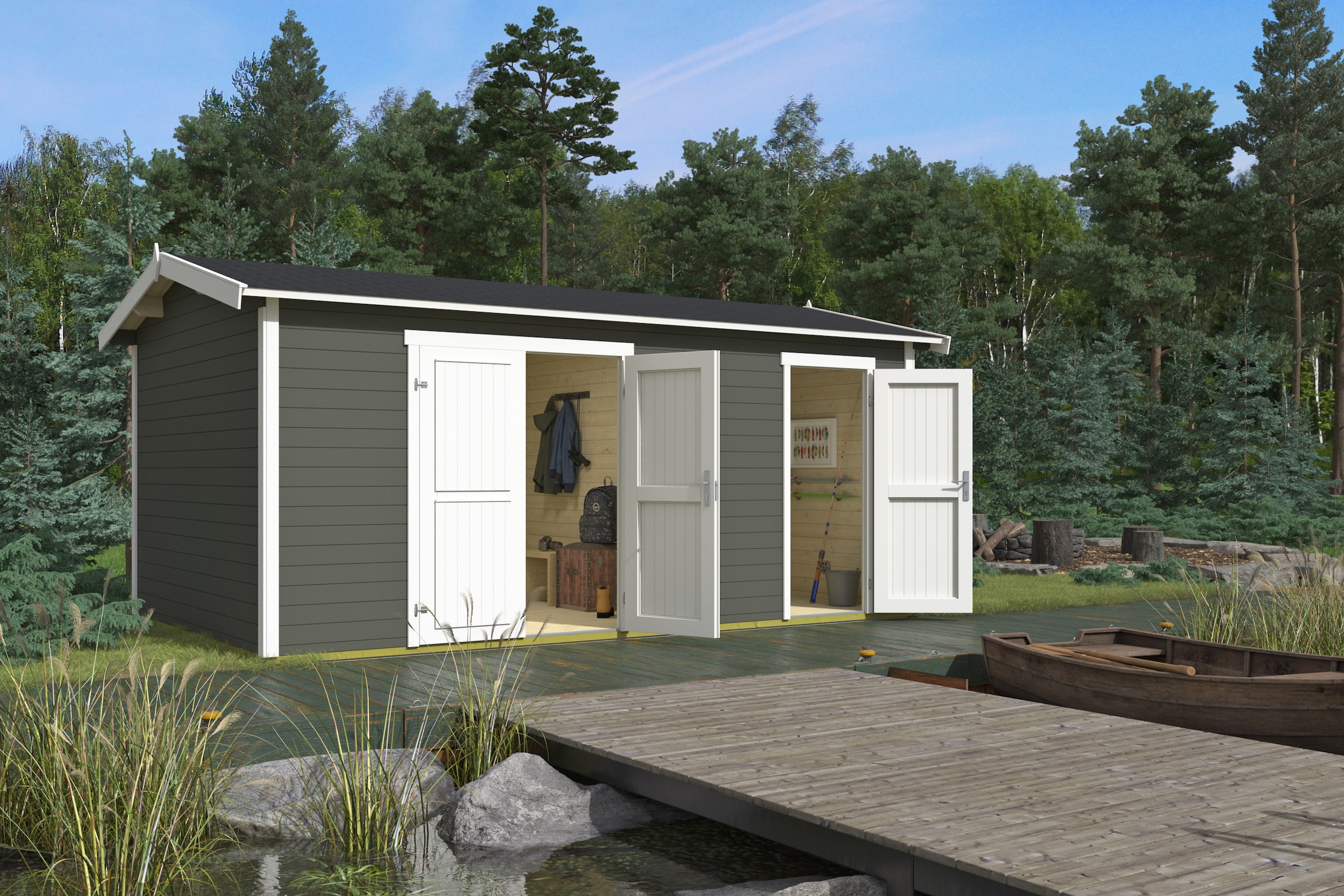 Nordic Holz Gartenhaus "2-Raum Haus Tuvalu XL" günstig online kaufen