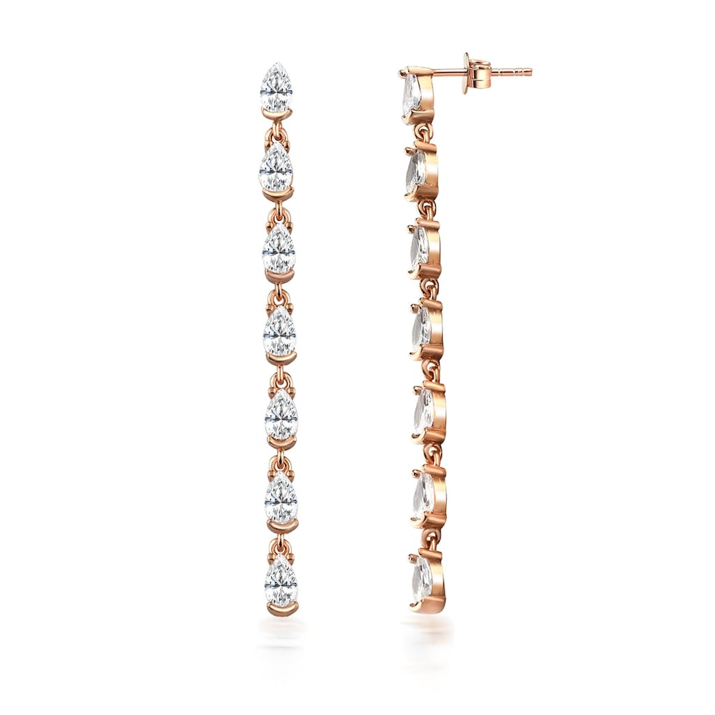 dKeniz Paar Ohrhänger »925/- Sterling Silber rosevergoldet Glänzend 5cm Zirkonia Weiß« dKeniz Paar Ohrhänger »925/- Sterling Silber rosevergoldet Glänzend 5cm Zirkonia Weiß«