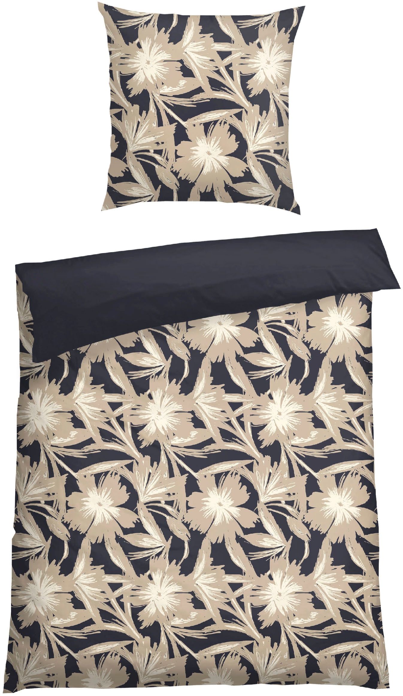 Schiesser Wendebettwäsche "Artistic aus weichem Baumwoll-Satin mit floralem günstig online kaufen