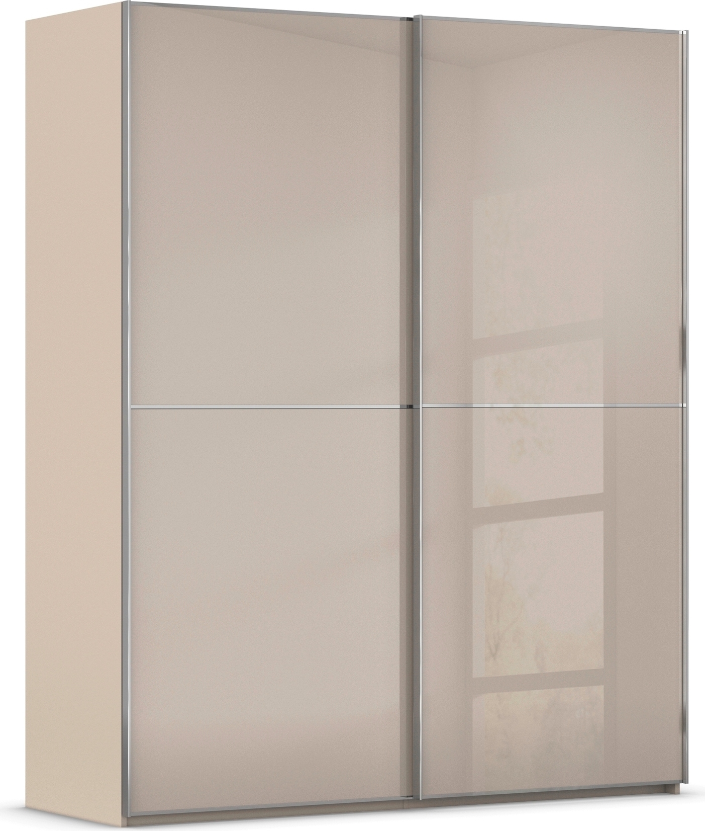 rauch Schwebetürenschrank "Kleiderschrank Schrank Garderobe Schlafzimmerschrank SCALE-DUO" edle zweigeteilte Türen Glas-Front mit 3 Zierleisten MADE IN GERMANY