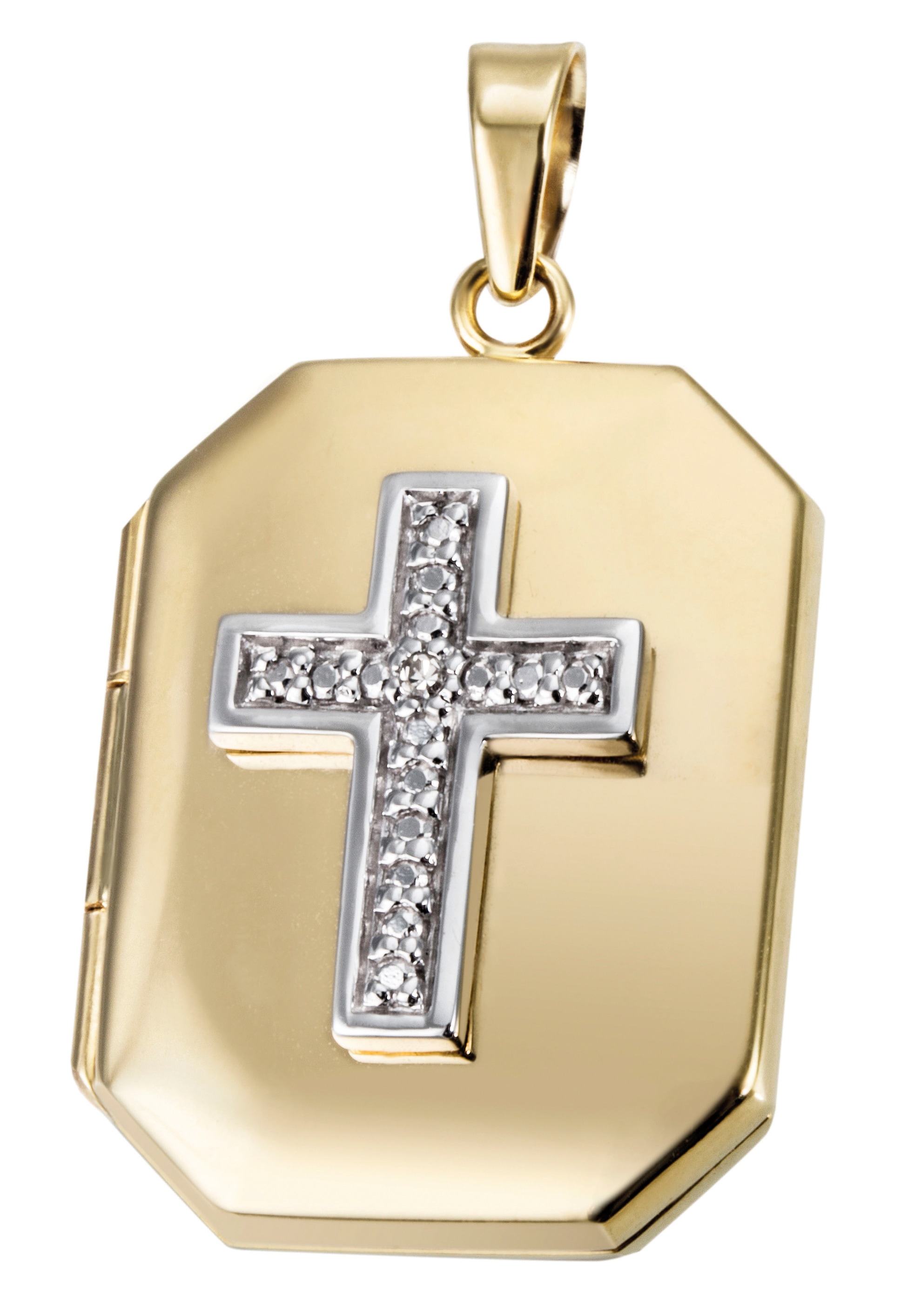 Firetti Medallionanhänger »Schmuck Geschenk Gold 375 Halsschmuck Anhänger Medaillon Kreuz«, mit Diamant