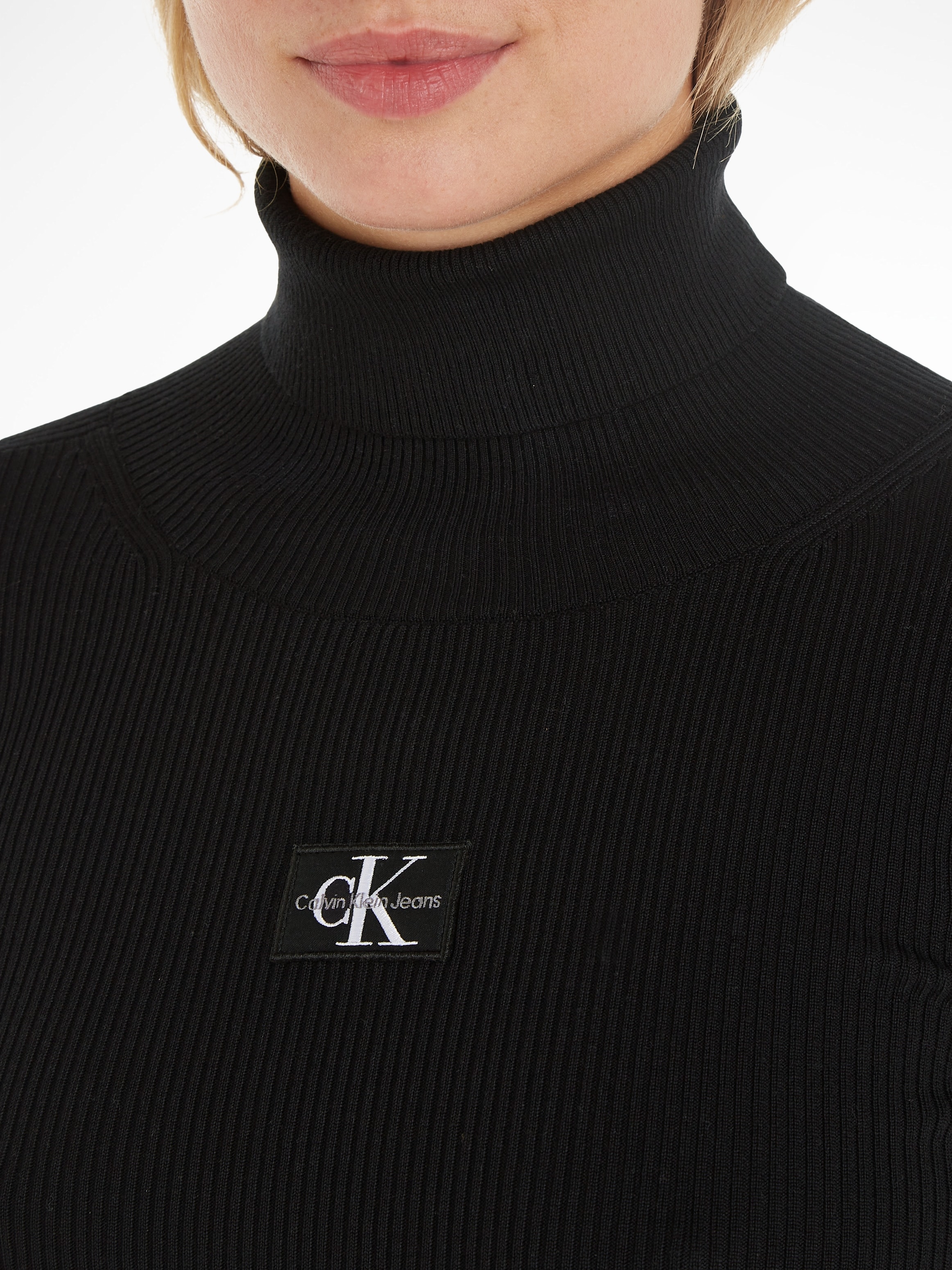 Calvin Klein Jeans Strickkleid »BADGE ROLL NECK SWEATER DRESS« online  bestellen | BAUR