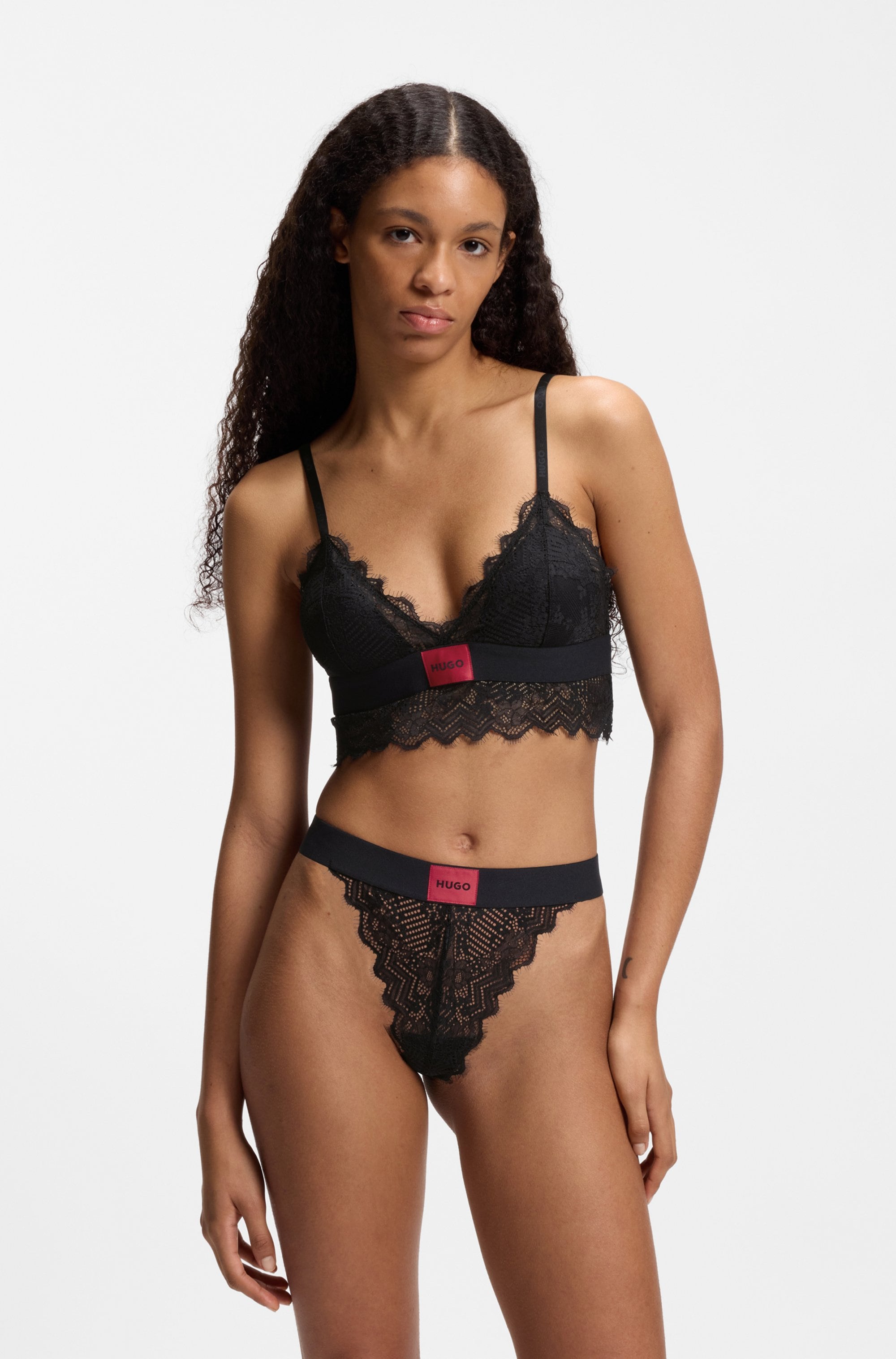 HUGO Underwear Bügelloser BH "TRIANGLE RL LACE" mit Hugo-Label am Bund