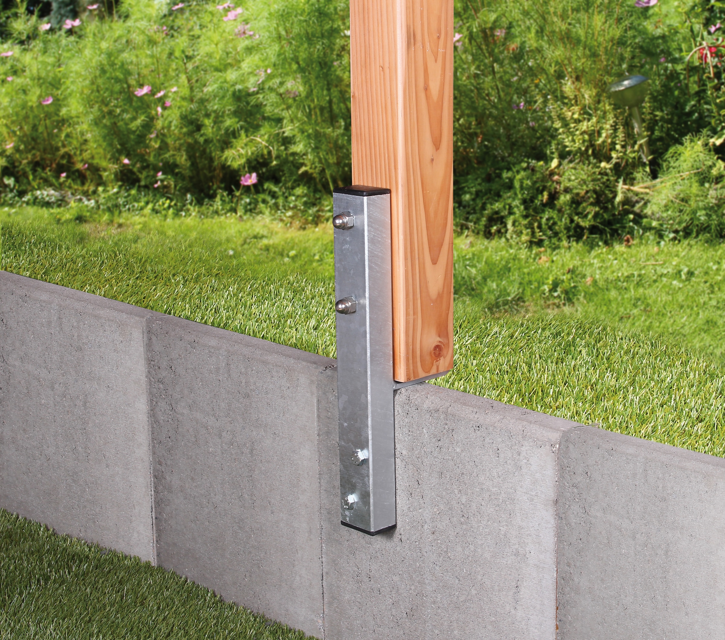Alberts U-Pfostenträger »für L-Randsteine«, für Vierkantholzpfosten, lichte Breite 90 mm, Länge 410 mm