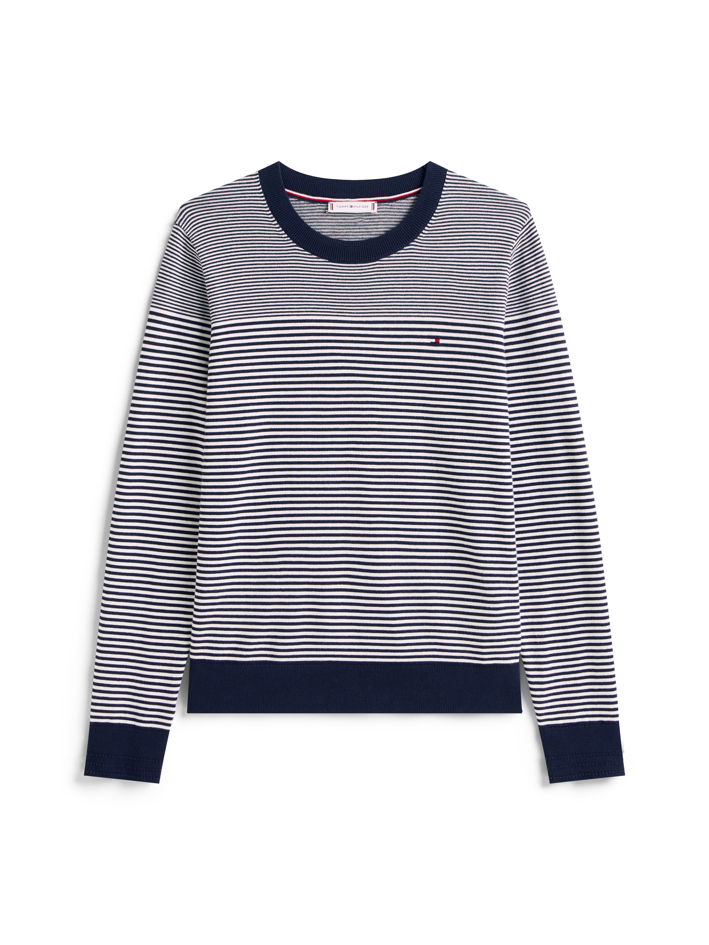Tommy Hilfiger Rundhalspullover »CO JERSEY STITCH LS C-NK SWT«, mit Logostickerei