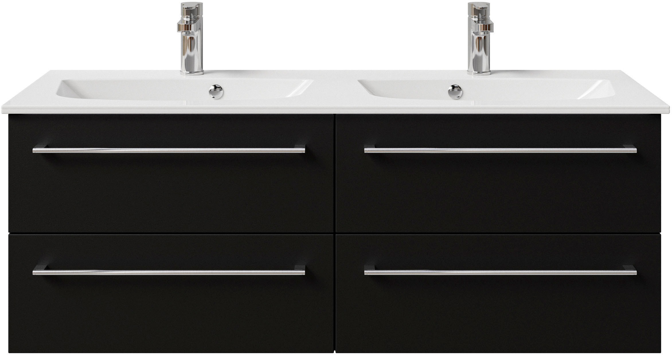 Saphir Waschtisch »Serie 6025 Mineralmarmor-Waschtisch mit Unterschrank, 132 cm breit«, Doppel-Waschplatz mit 4 Schubladen, hängend, verschiedene Ausführungen