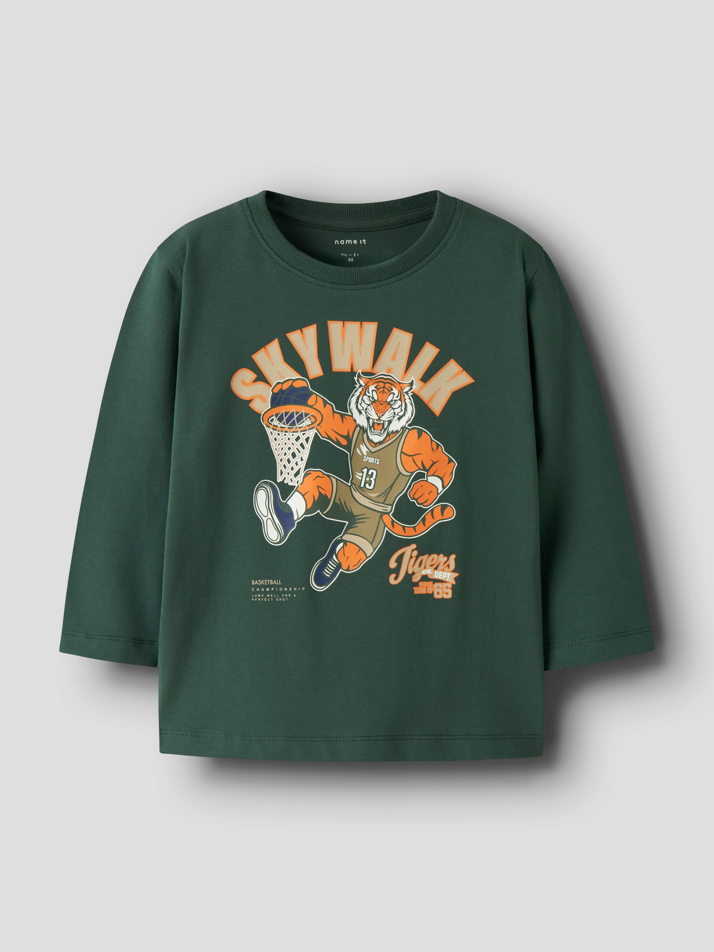 NAME IT Jungen T-Shirt "NMMLINCOM LS NREG TOP BOX"garden topiary, Gr. 110, bedruckt, Jersey, Obermaterial: 95% Baumwolle, 5% Elasthan, Shirts