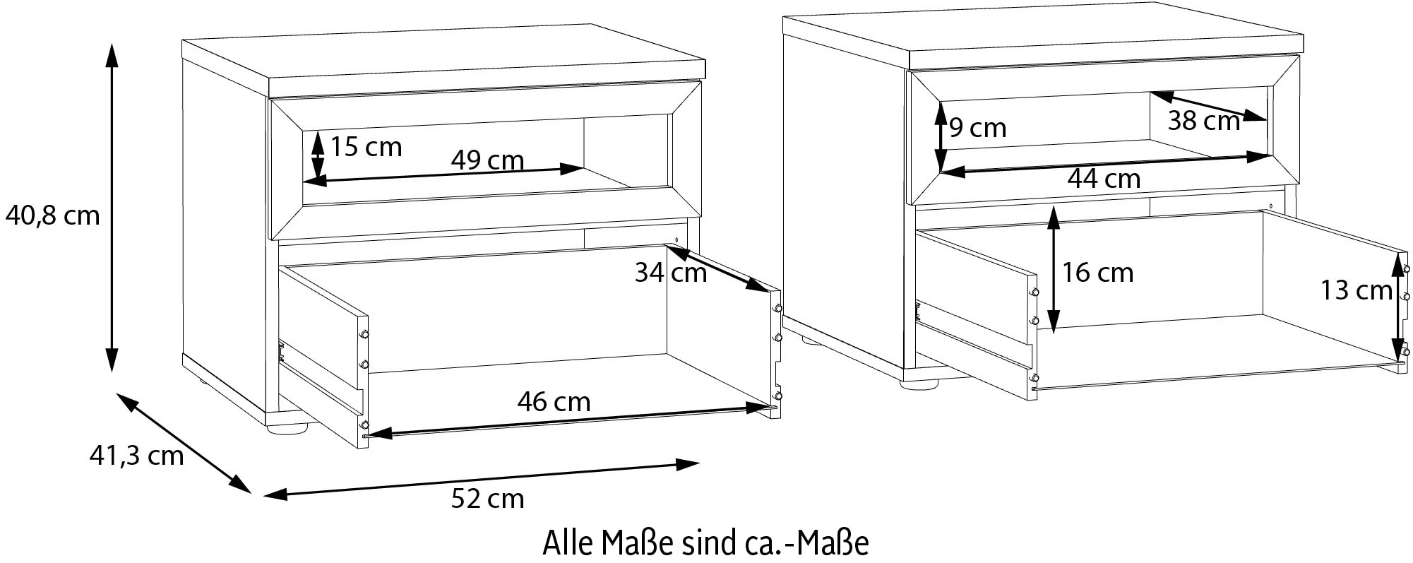 FORTE Nachtkommode »MAYACUS«, Nachtkommode, Stauraum, Schublade, offenes Fach