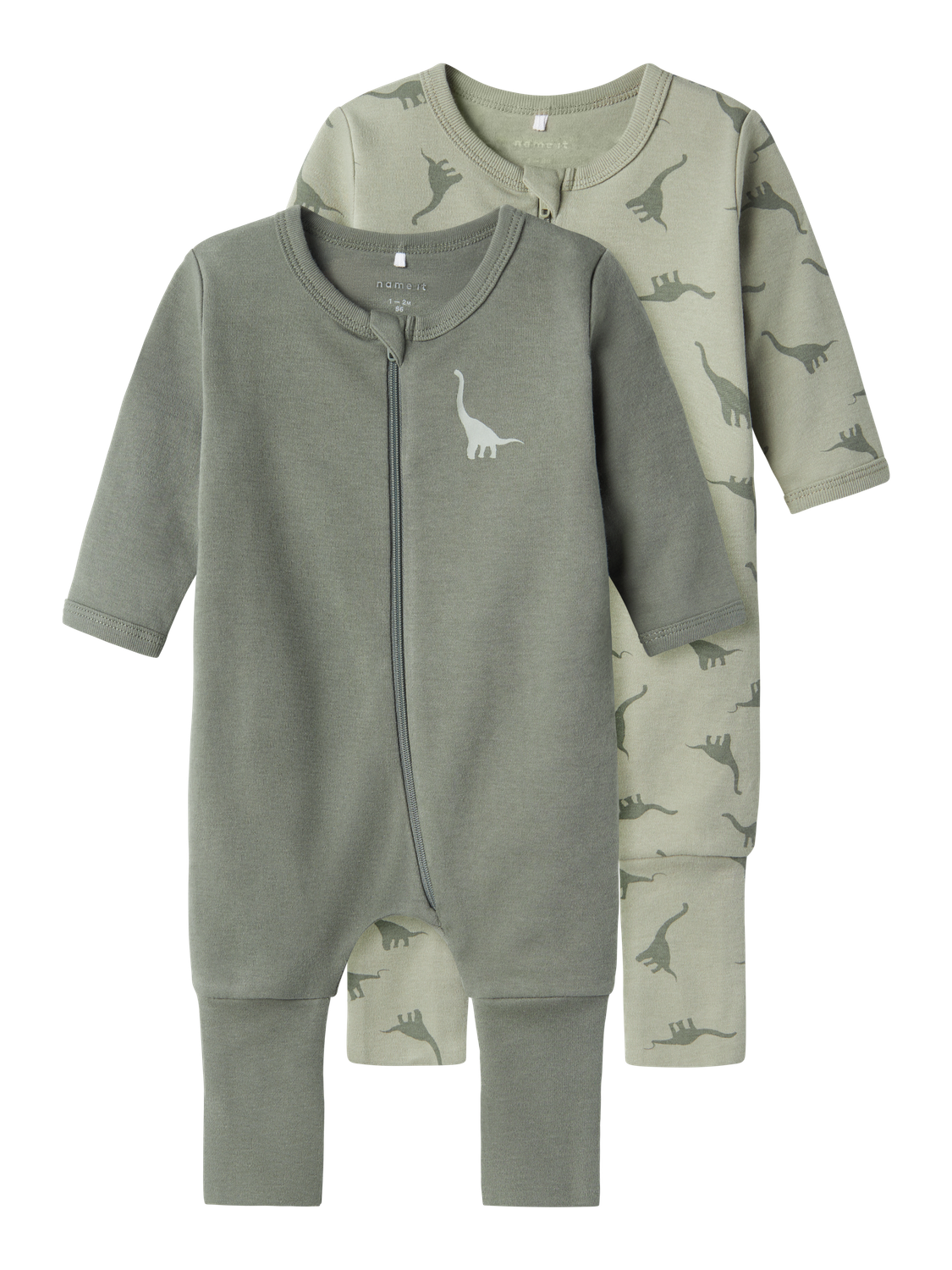 Name It Schlafanzug »NBMNIGHTSUIT 2P ZIP FF GREEN DINO« Packung, 2 tlg. praktisches 2-er Pack, mit Dino Druck