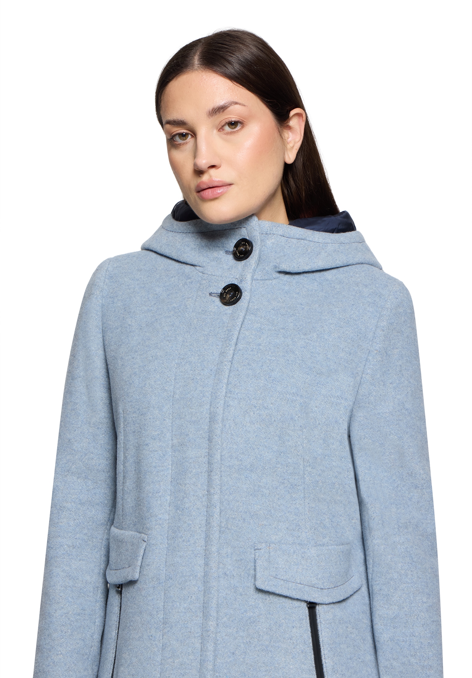 Gil Bret Wollmantel mit Kapuze und aus einer Wollmischung