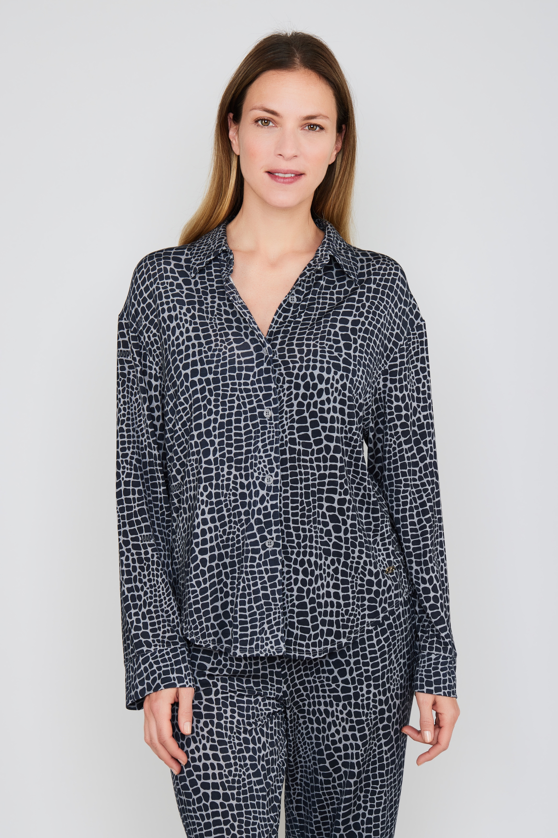 JOOP Pyjamaoberteil "Luxe Modal Printed" Langarm, Knöpfe vorn, Kragen günstig online kaufen