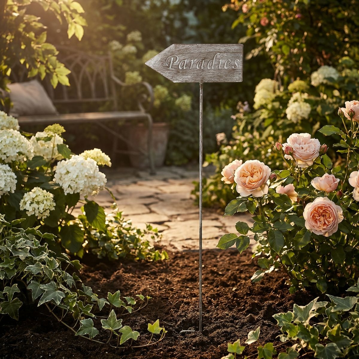 Ambiente Haus Gartenstecker »Paradies (H) 122cm« Stecker für den Garten mit Schriftzug