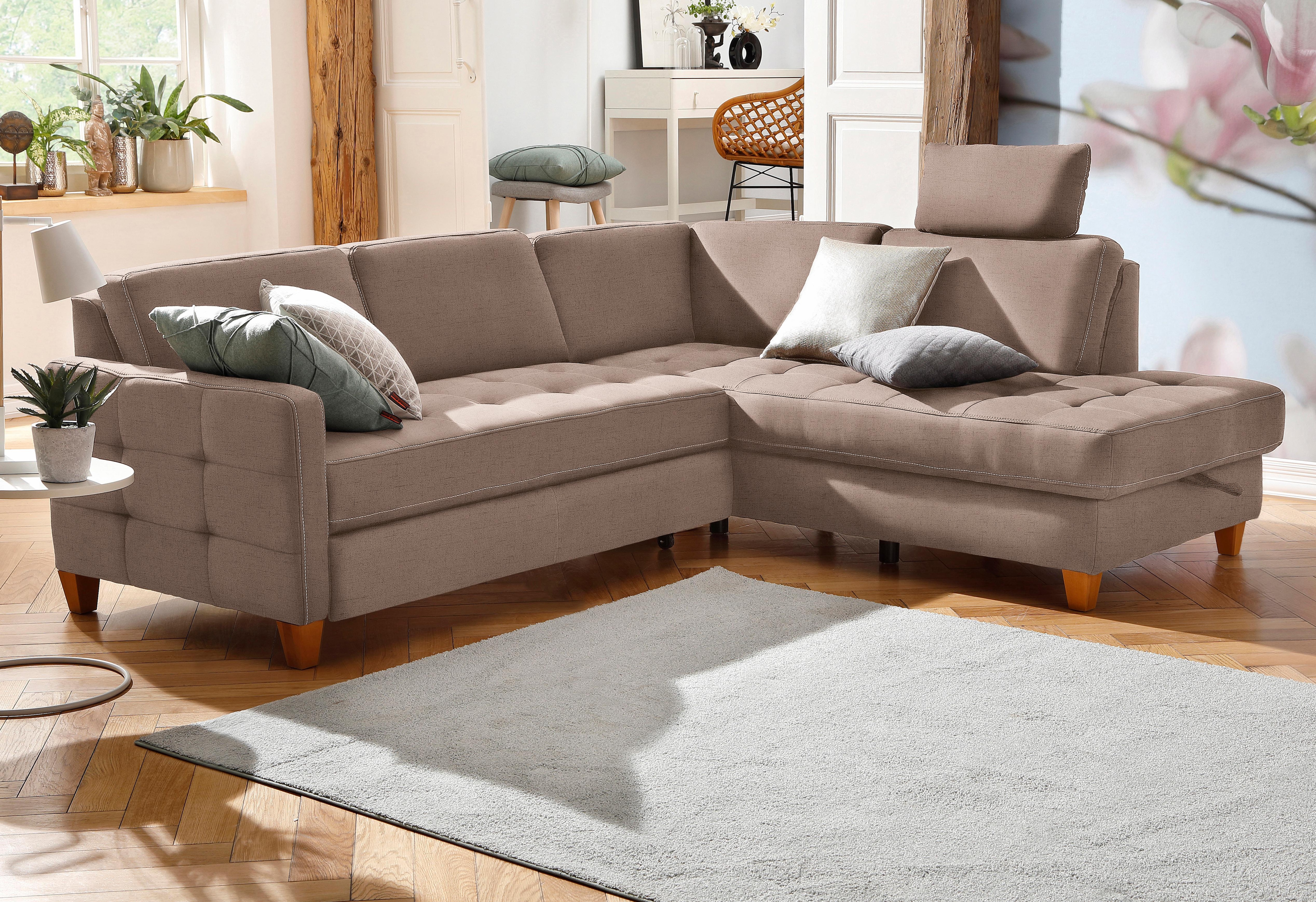 Home affaire Ecksofa "Earl L-Form" wahlweise auch mit Schlaffunktion oder Schlaffunktion mit Bettkasten