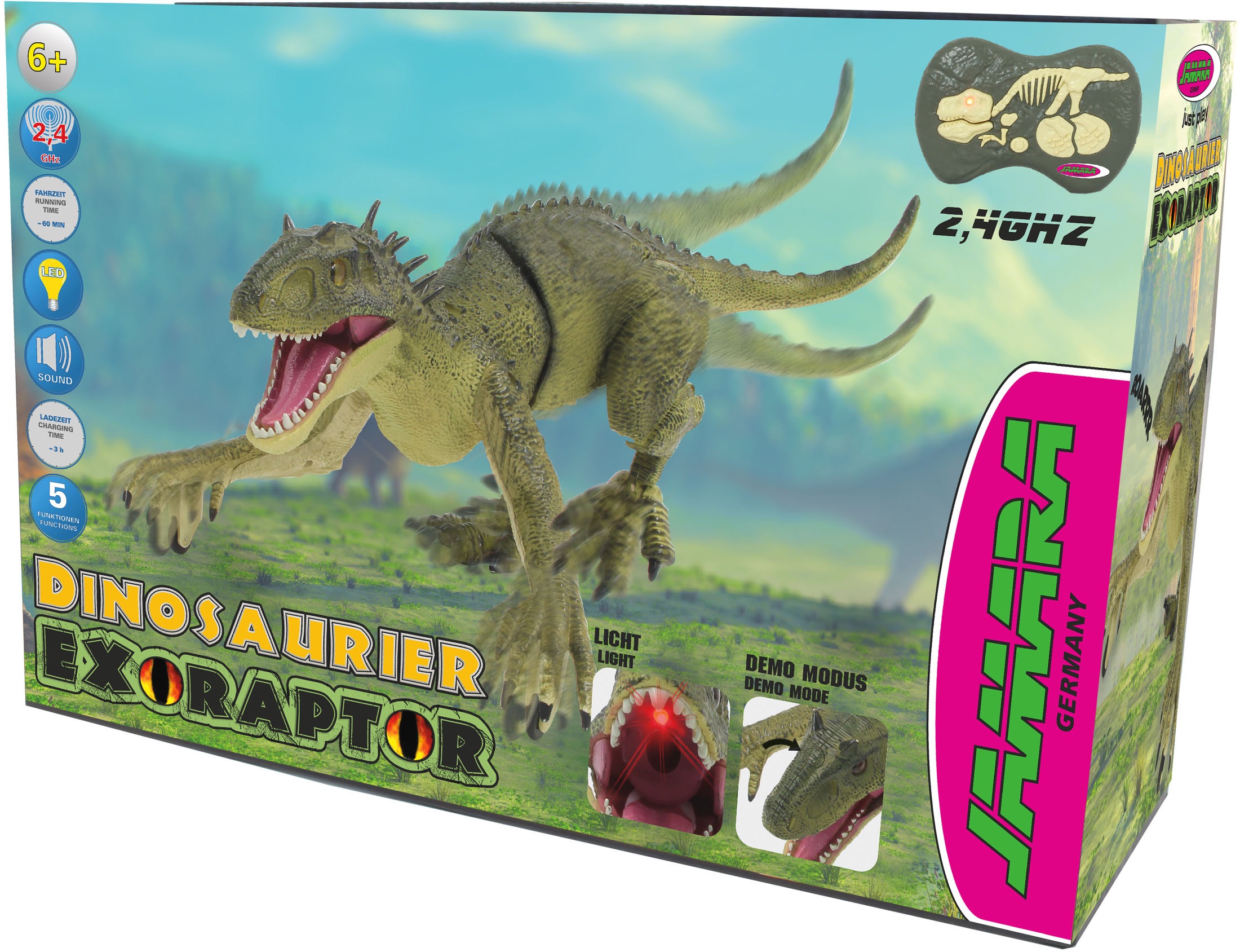 Jamara RC-Tier »Dinosaurier Exoraptor, Li-Ion 3,7V, 2,4GHz, grün«, mit Licht und Sound