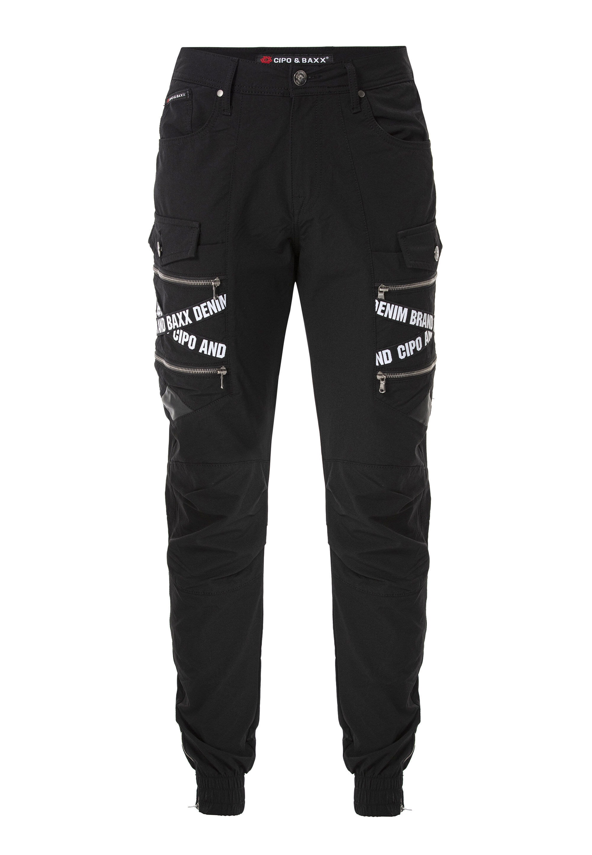 Cipo & Baxx Cargohose »Hose«, mit Trendigen Markenschriftzügen