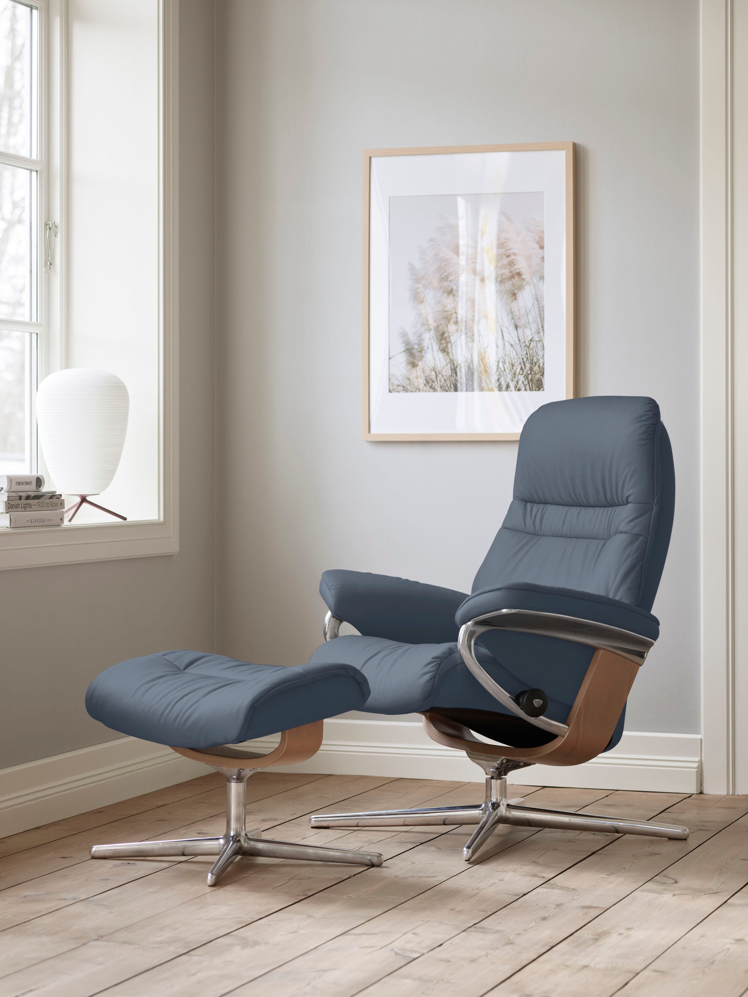 Stressless Fußhocker "Sunrise", mit Cross Base, Größe S, M & L, Holzakzent Eiche