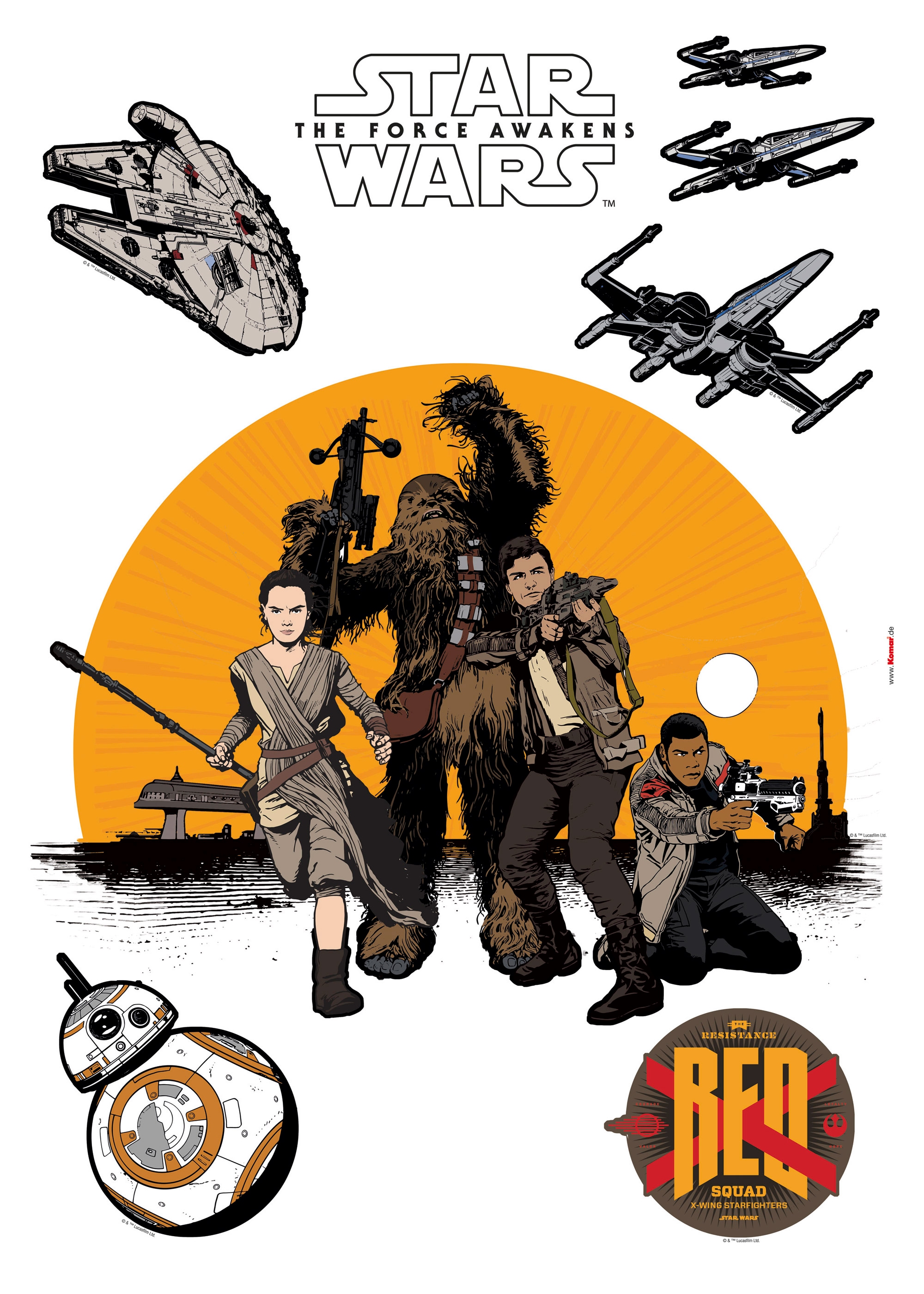 Komar Wandtattoo "Star Wars Resistance", (8 St.), 50x70 cm (Breite x Höhe), selbstklebendes Wandtattoo