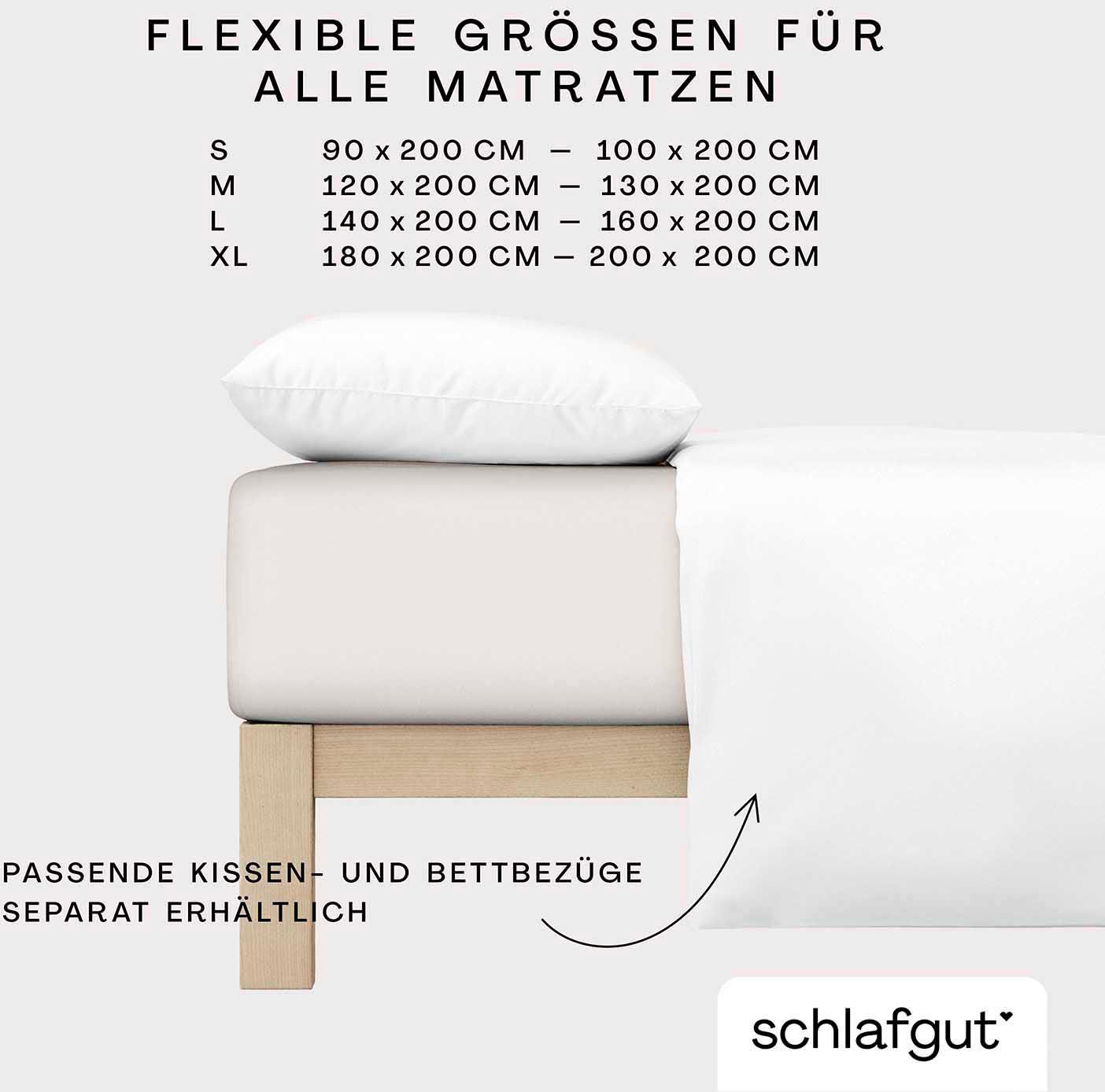 Schlafgut Spannbettlaken »CASUAL u.a. in Gr. 90x200, 140x200 oder 180x200 cm, 100% Bio-Baumwolle«, Bettlaken für Matratzen bis 25 cm Höhe, zuverlässig, langlebig, weich