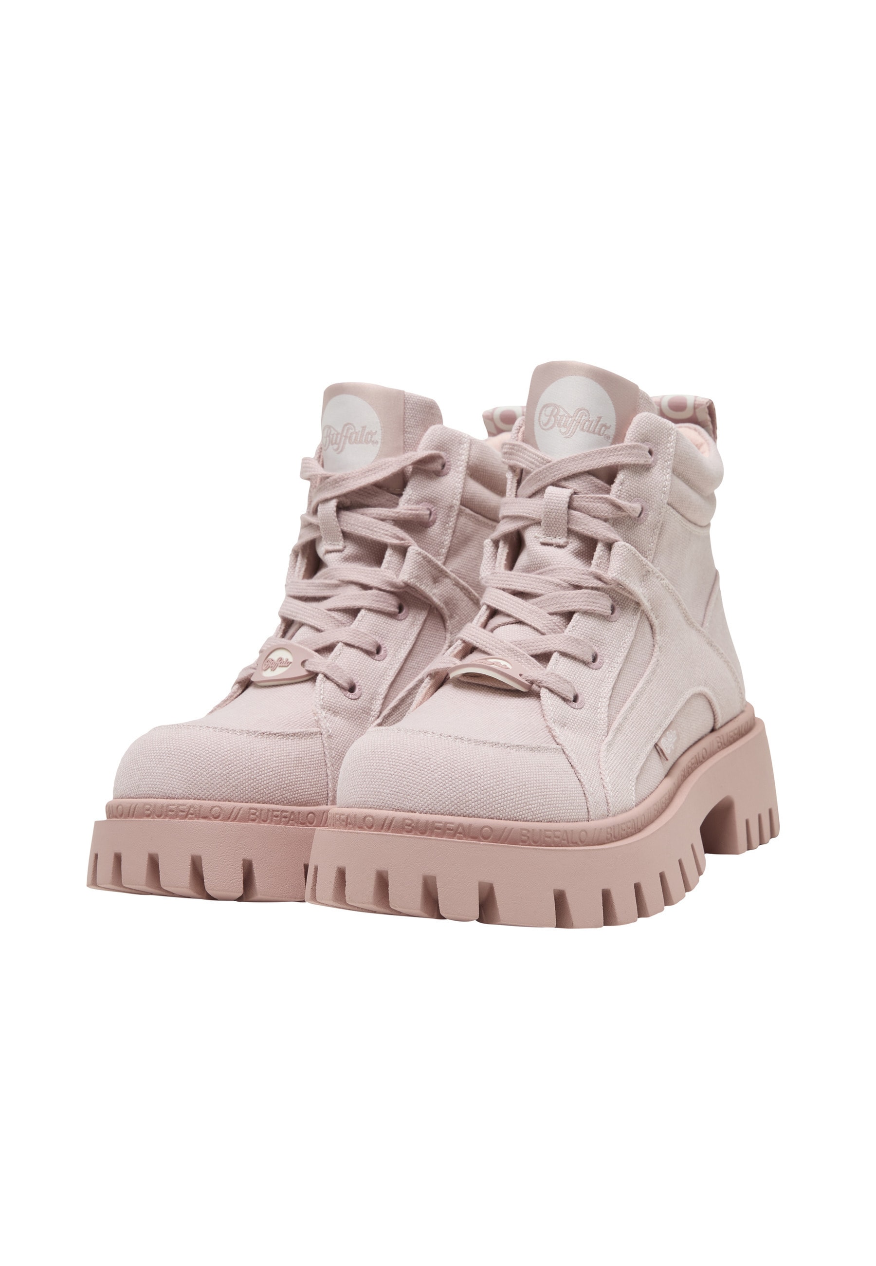 BUFFALO Damen Stiefelette "Buffalo ZANOS NC MID - VEGAN CAVAS", Gr. 40, rosa, Kunstfaser, unifarben, Schuhe