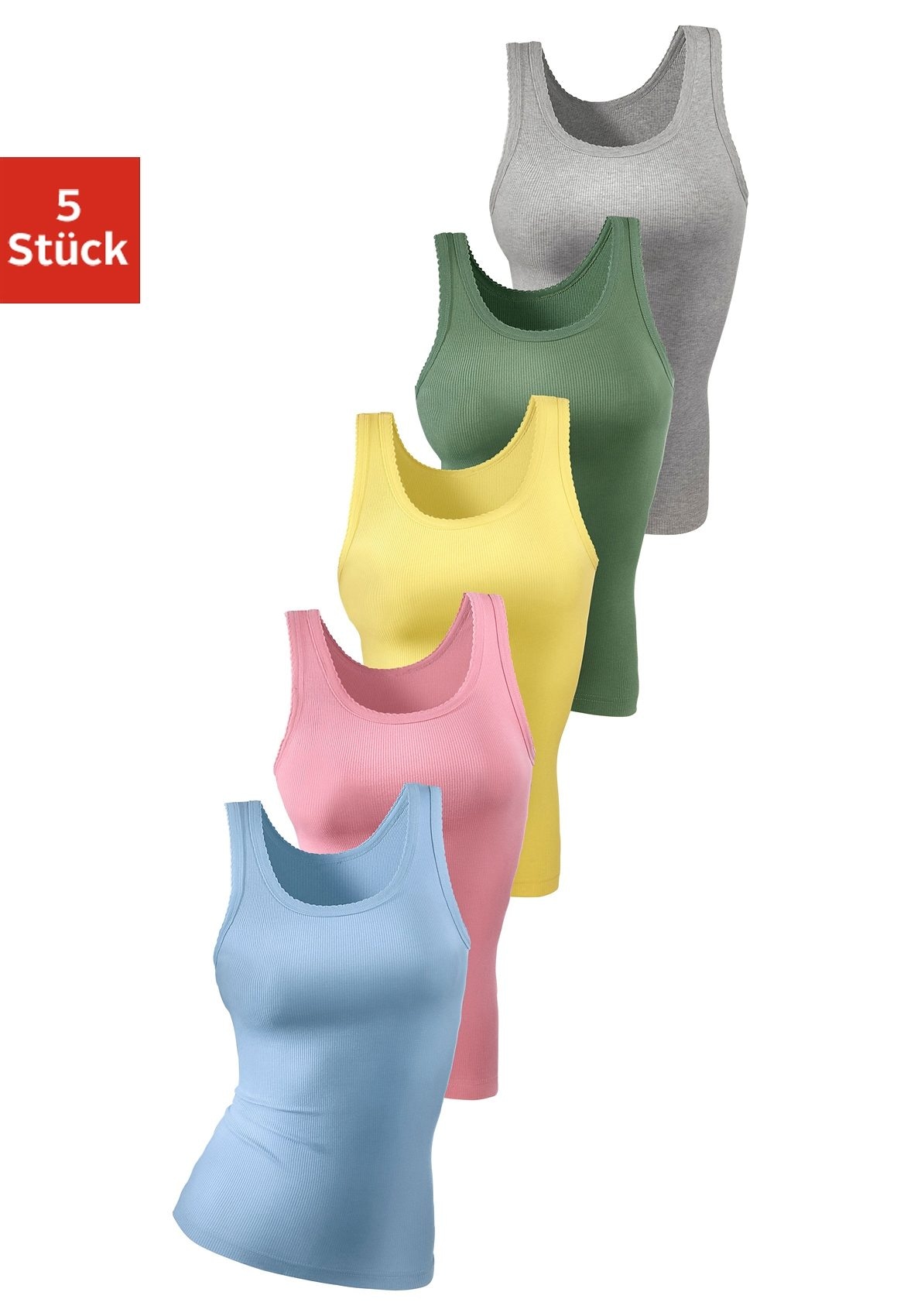 petite fleur by Lascana Unterhemd 5er-Pack, weiches, elastisches Feinripp-Material, schmale, anliegende Passform