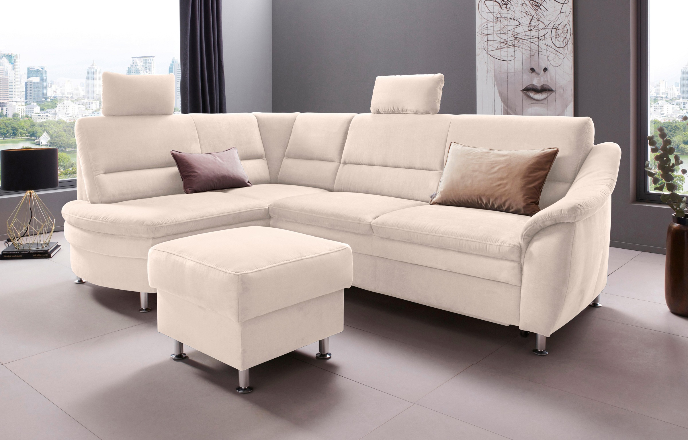 OTTO home Ecksofa "Cardoso L-Form" Federkern, wahlweise mit Bett, Schubkasten