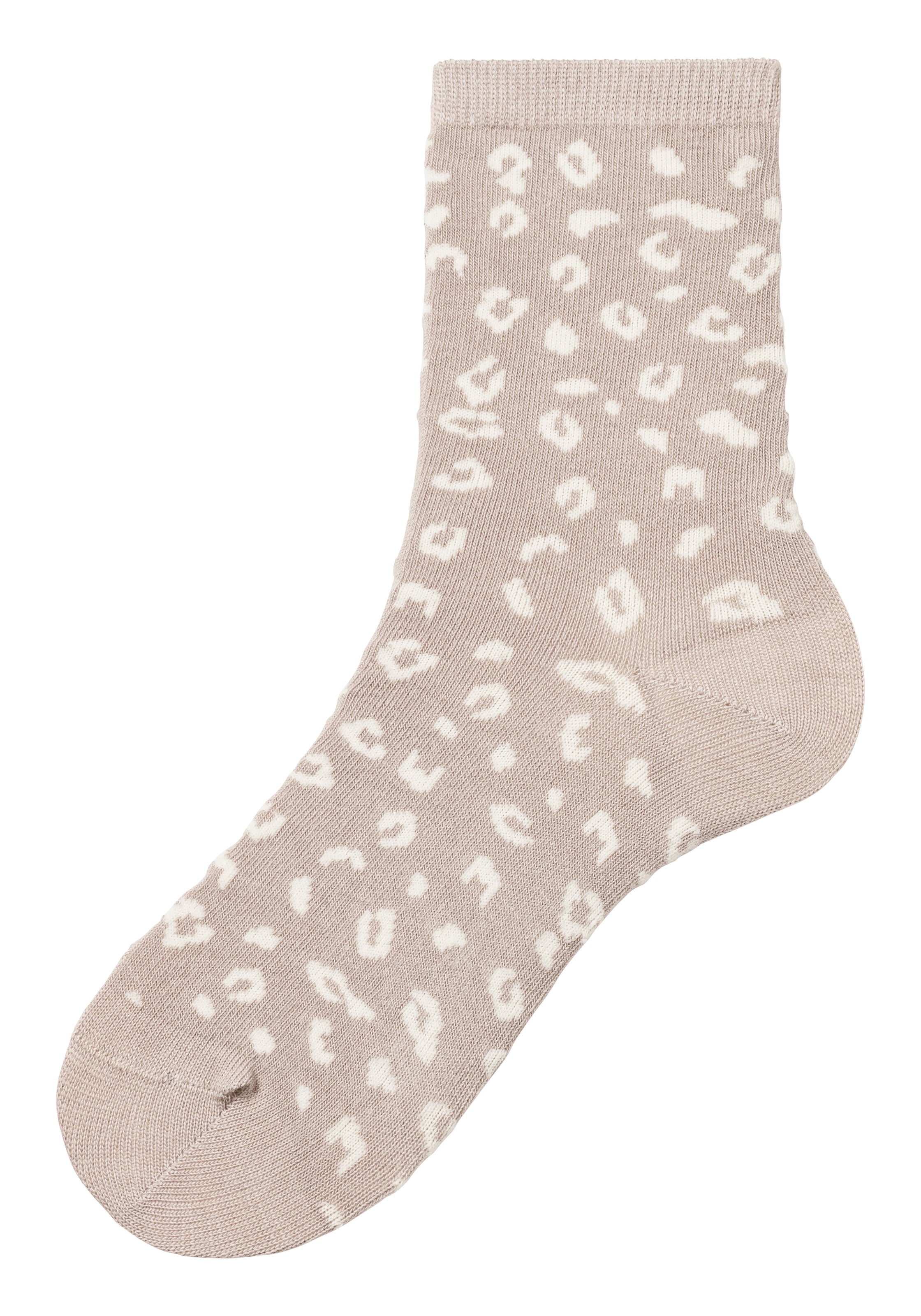 LASCANA Basicsocken, (Packung, 4 Paar), uni und mit animal Design