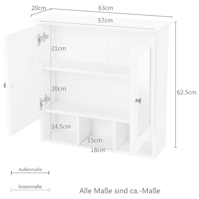 BAUR Spiegelschrank im »Aalborg«, Landhaus-Stil, kaufen welltime | 63 Badmöbel cm Breite