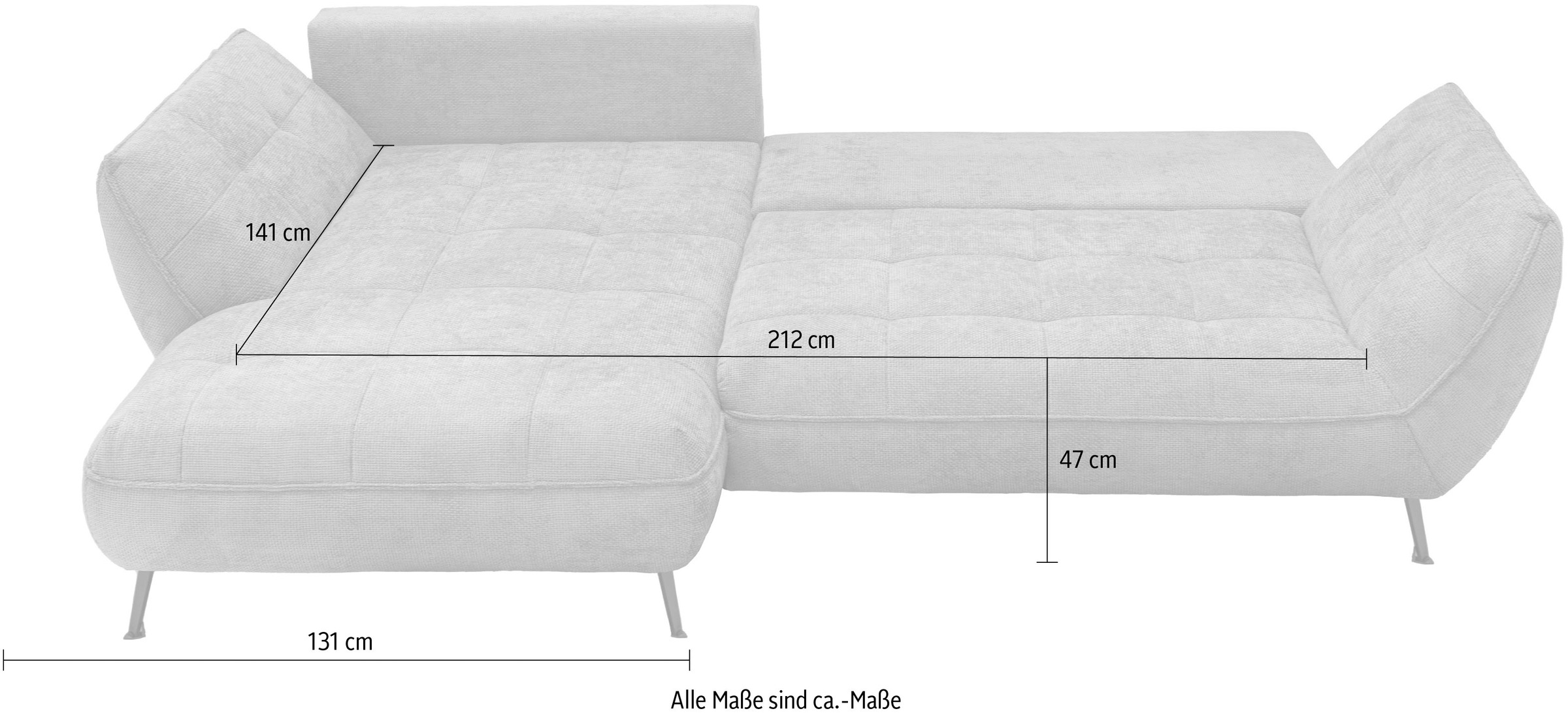 exxpo - sofa fashion Ecksofa »Samoa, bequem und modern, mit Easy-Lift-Bettfunktion, L-Form«, Ecksofa Samoa, inkl. Bettfunktion, Bettkasten und Rückenkissen