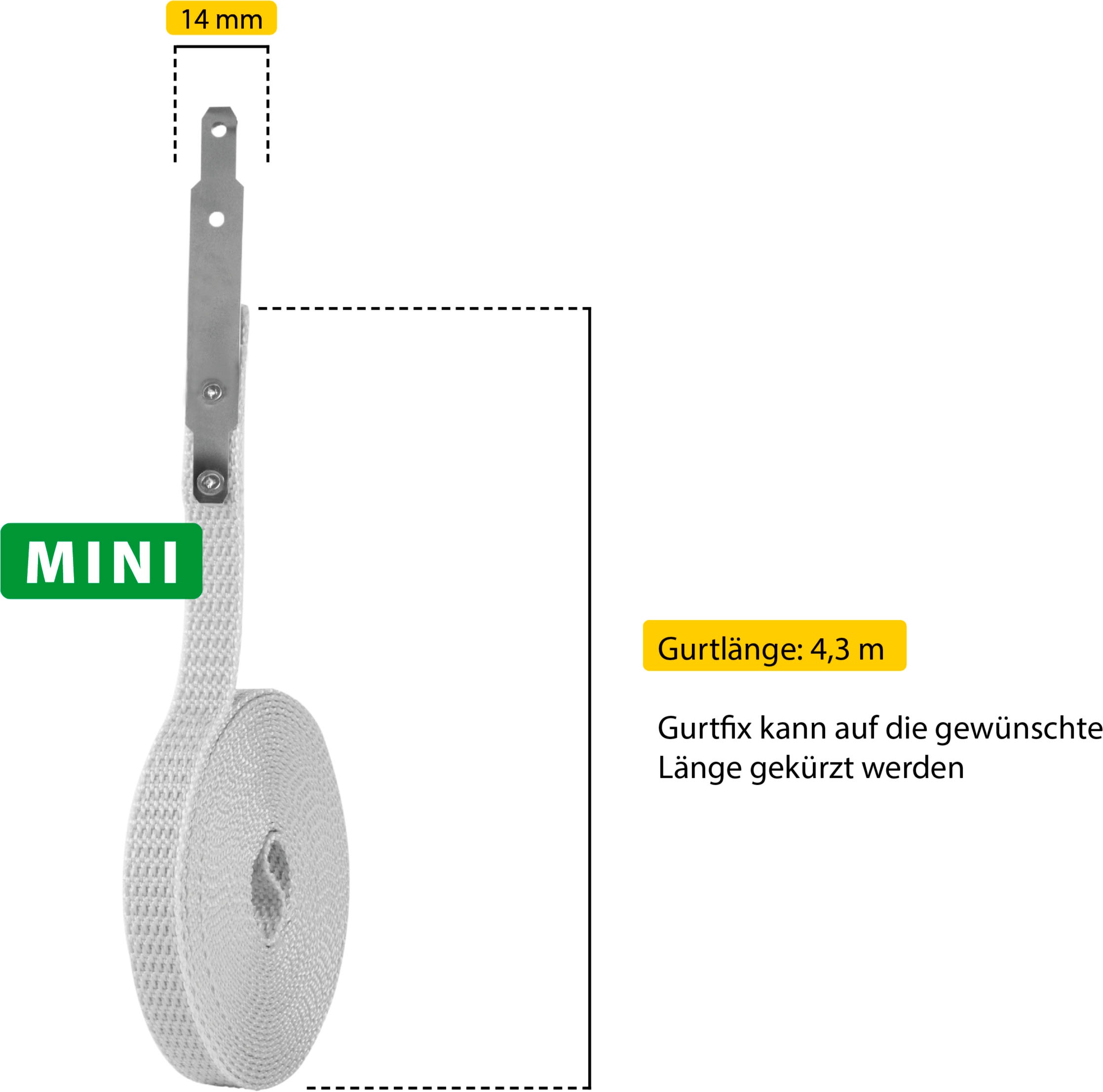 SCHELLENBERG Reparatur-Set »Rollladen Gurtfix für das Rollladensystem Mini«, für alte Gurtbänder in unterschiedlichen Farben, 14 mm x 4,3 m