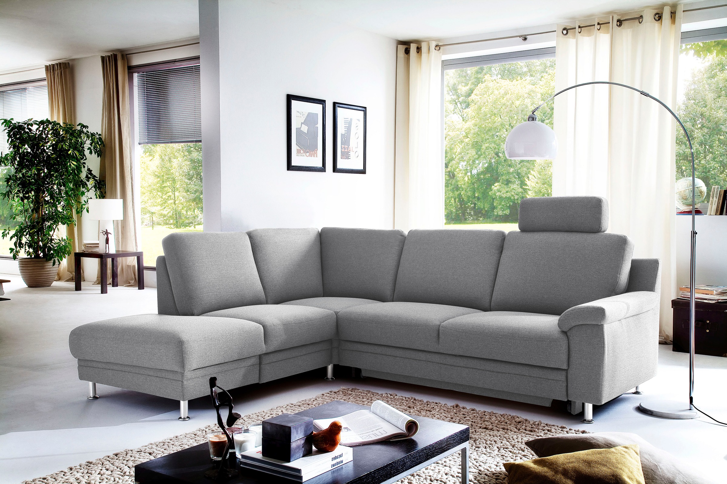3C Carina Ecksofa »Korfu L-Form«, incl.- 1 Kopfstütze, wahlweise mit Schlafunktion und Stauraum