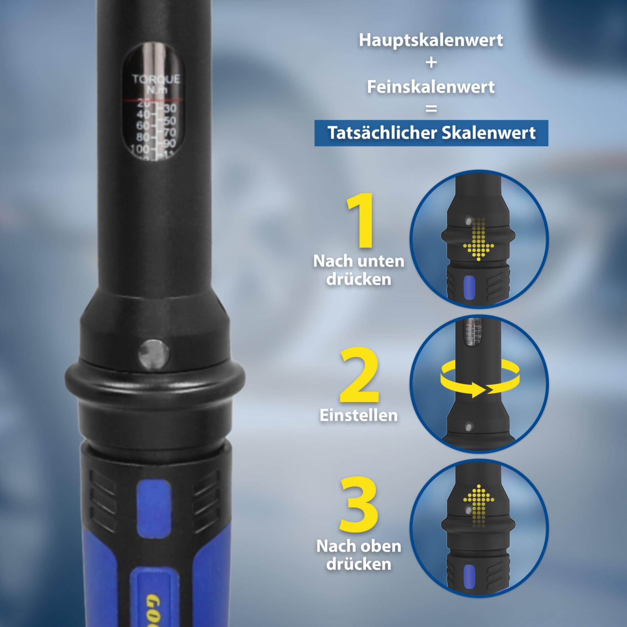 Goodyear Drehmomentschlüssel »Drehmomentschlüssel 20-120 Nm mit Adaptern«